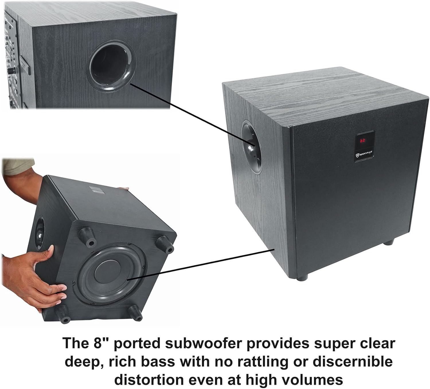 Rockville HTS820 1500W 5.1 Channel Home Theater System Bluetooth USB 8" Subwoofer Black - Image 7