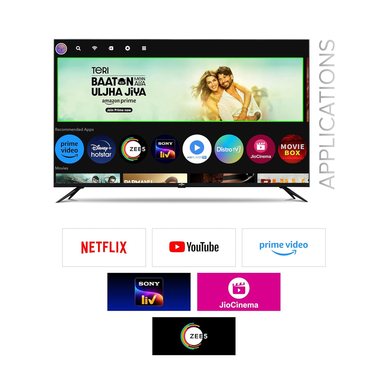 BAZEEGAR 43 Inch 4K Ultra HD Smart QLED Android TV BAZQL43F1 Black New - Image 3