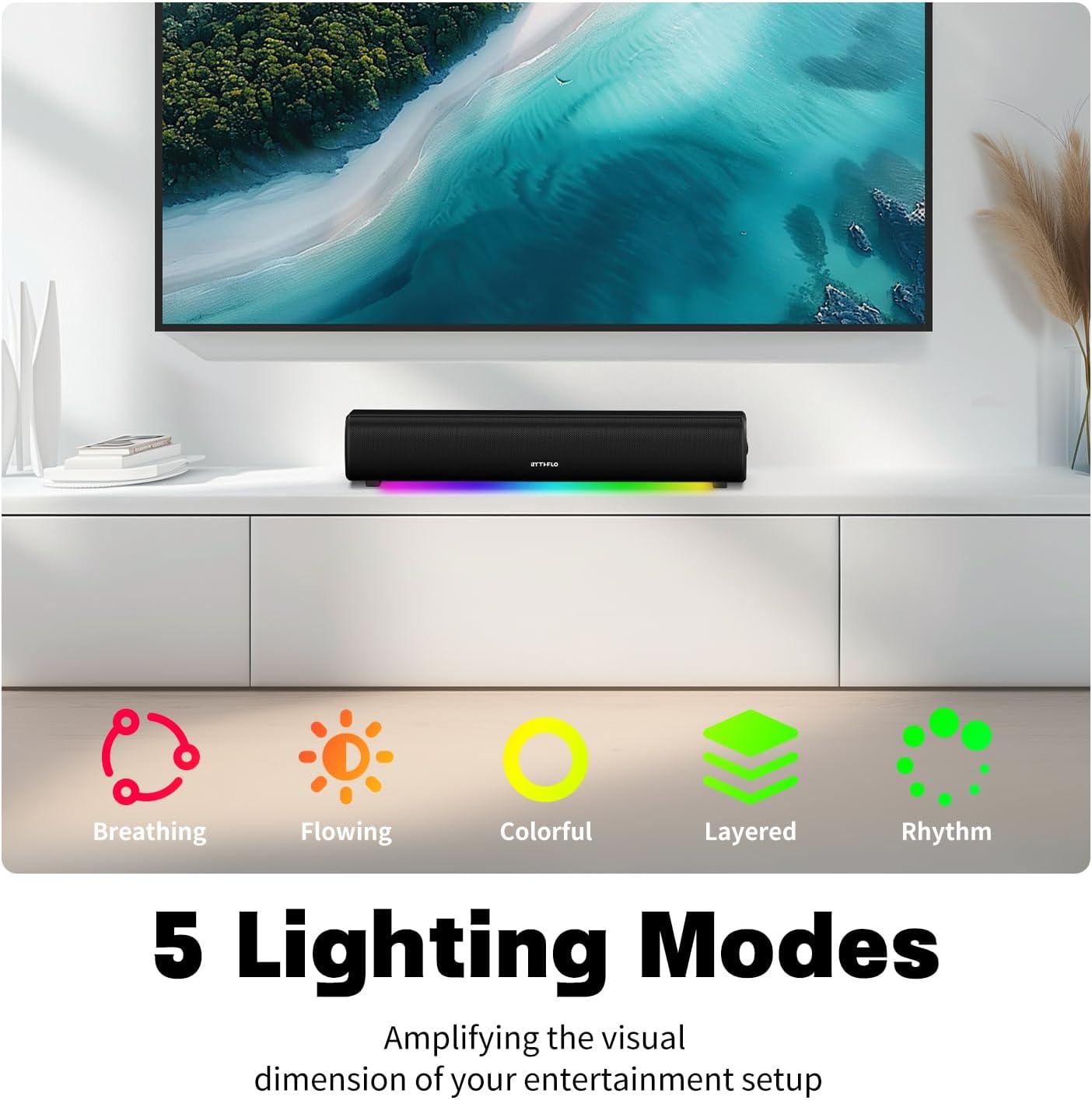 16-Inch 60W Smart TV Sound Bar with Deep Bass, Bluetooth, and Remote Control, Black - Image 3