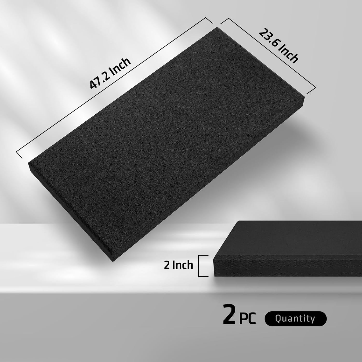UMIACOUSTICS 2-Pack Black Fiberglass Acoustic Panels 47.2"x23.6"x2" Soundproofing for Studios Offices Home Theater - Image 2