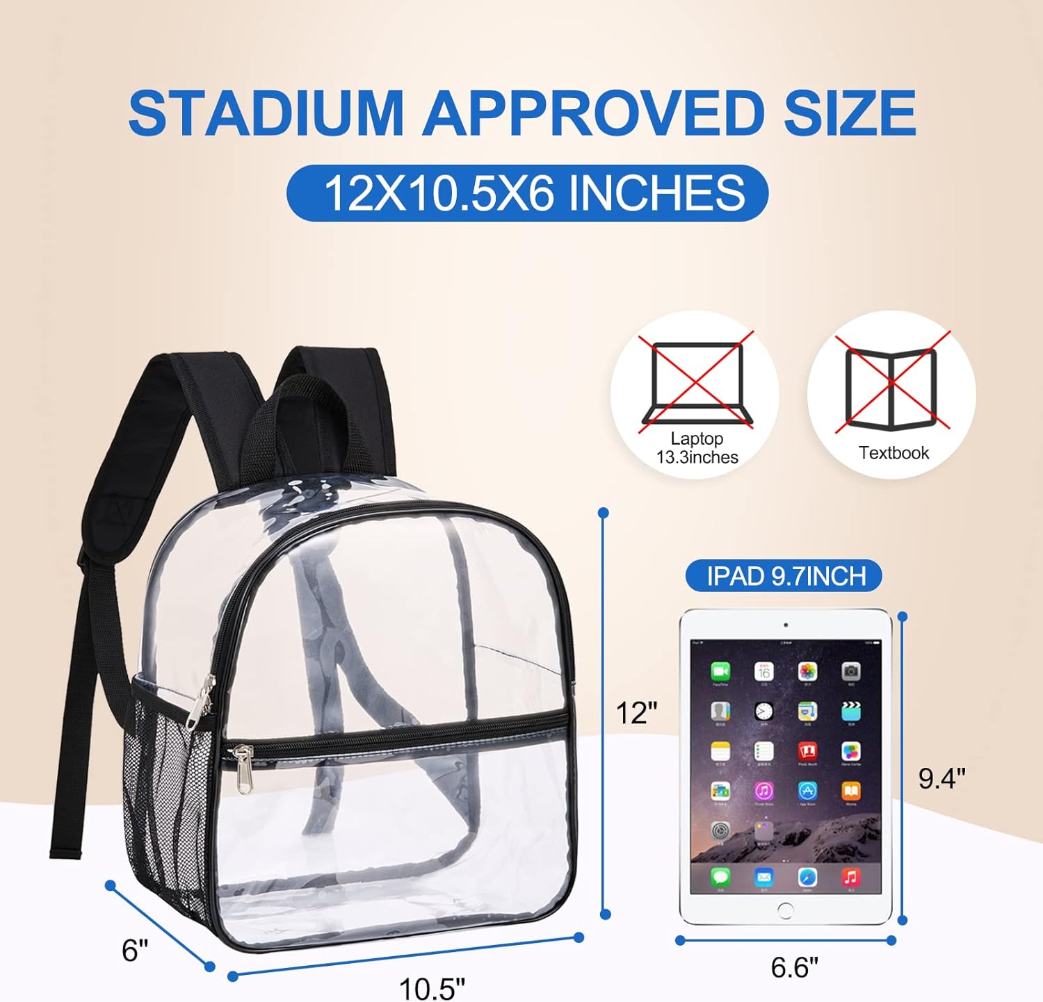 USPECLARE Approved 12x6x12 Inch Waterproof Clear Backpack for Stadium Events and Concerts - Image 5