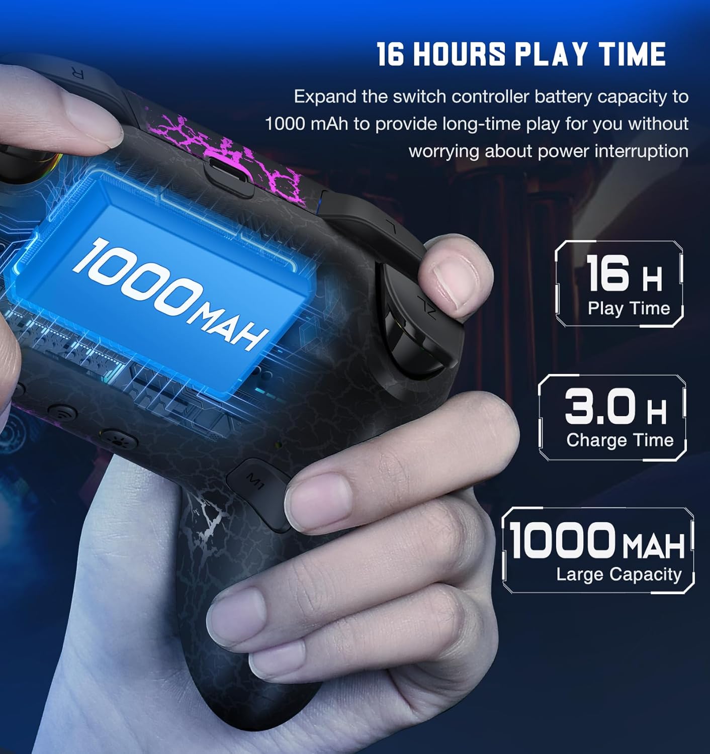 Gammeefy Wireless Switch Pro Controller with 9 Color Adjustable LEDs for Nintendo Switch OLED Lite PC - Image 6