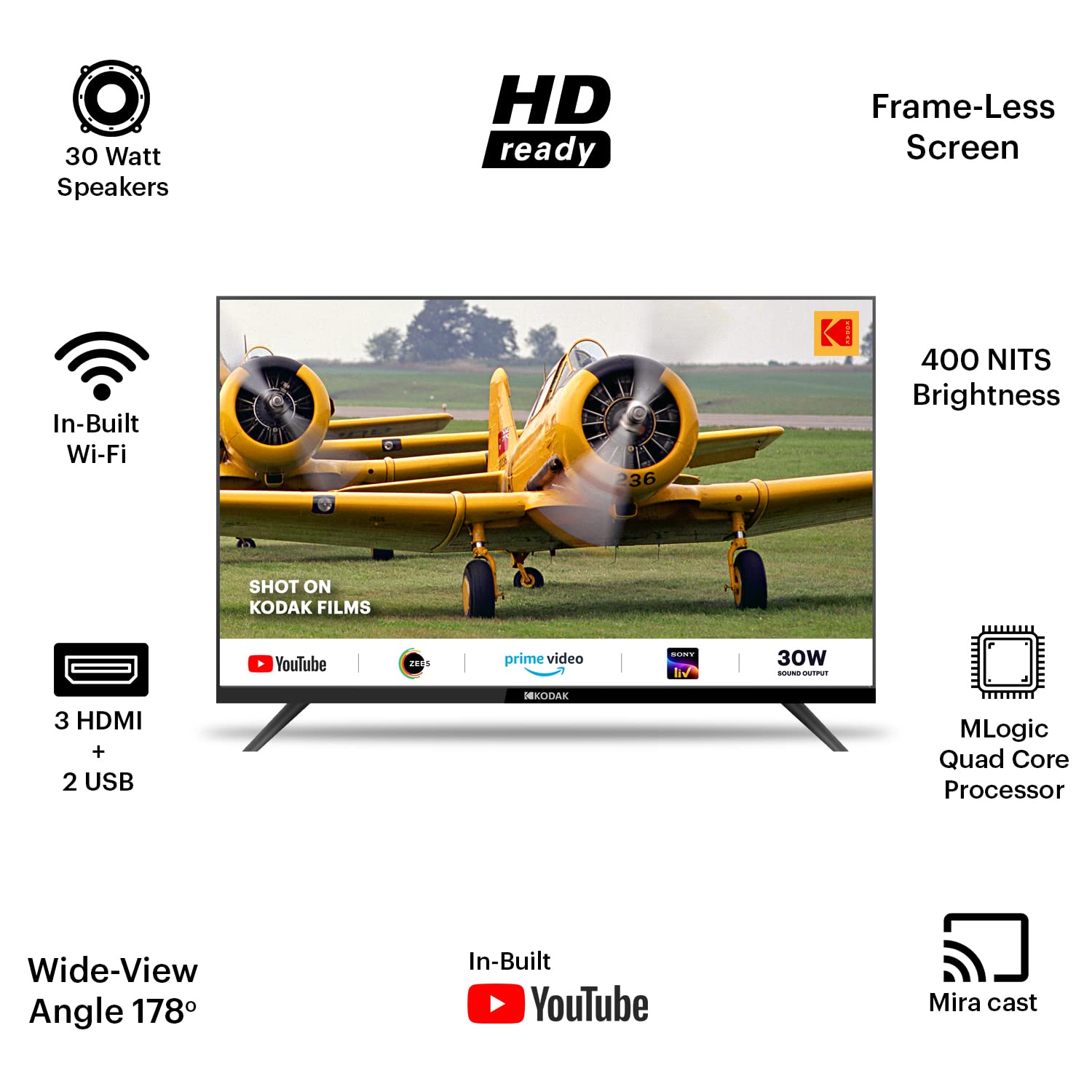 Kodak 40 Inch Full HD Smart LED TV Special Edition 40SE5003BL Black - Image 2