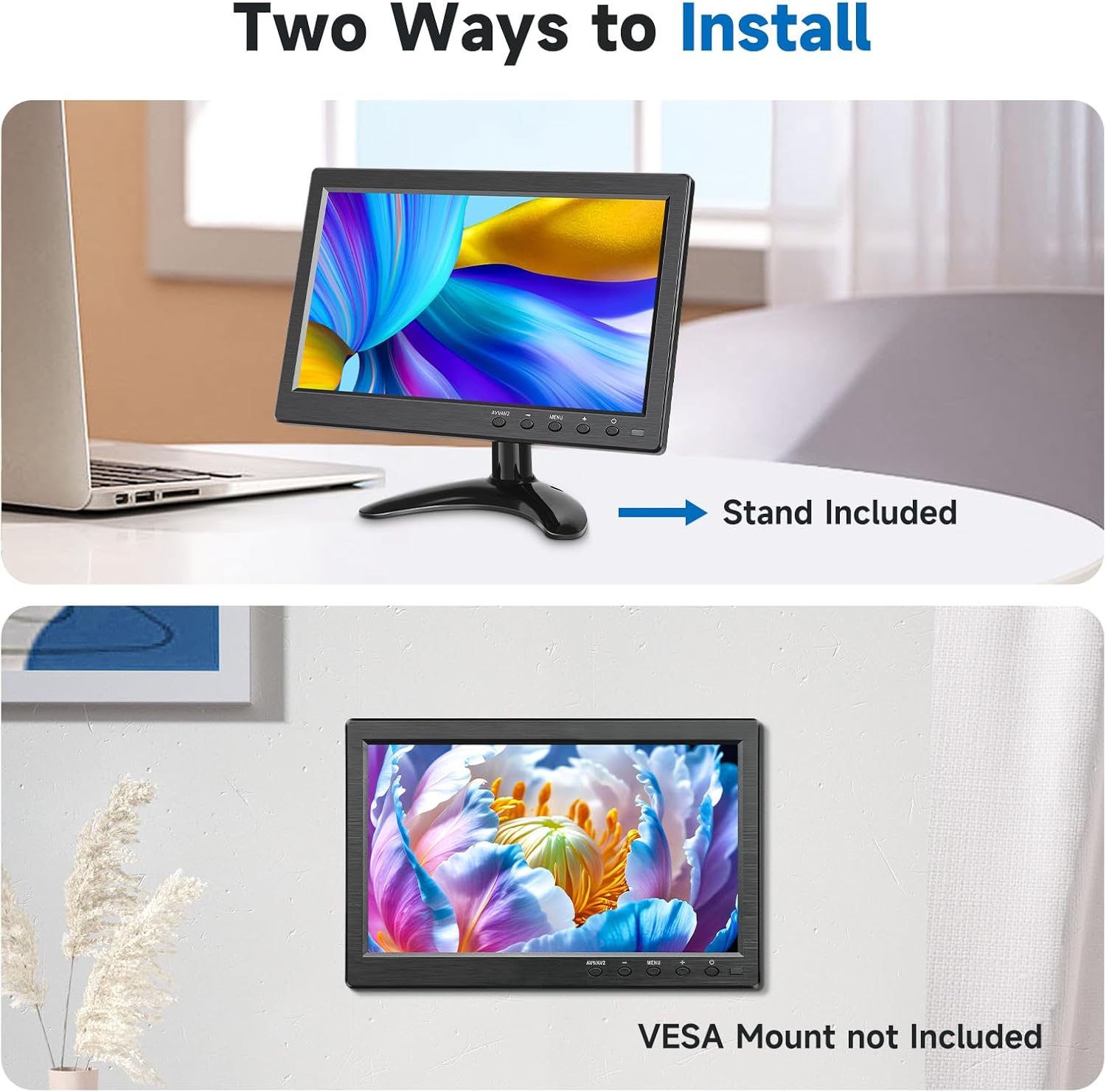 10.1 Inch HD Security Monitor with HDMI VGA BNC AV USB Ports, Built-in Speakers, Remote Control - Image 5
