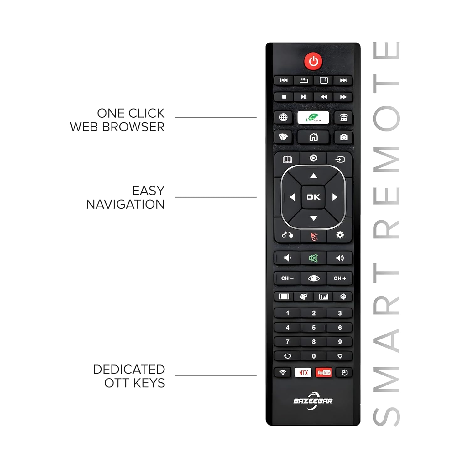 BAZEEGAR 43 Inch 4K Ultra HD Smart QLED Android TV BAZQL43F1 Black New - Image 4