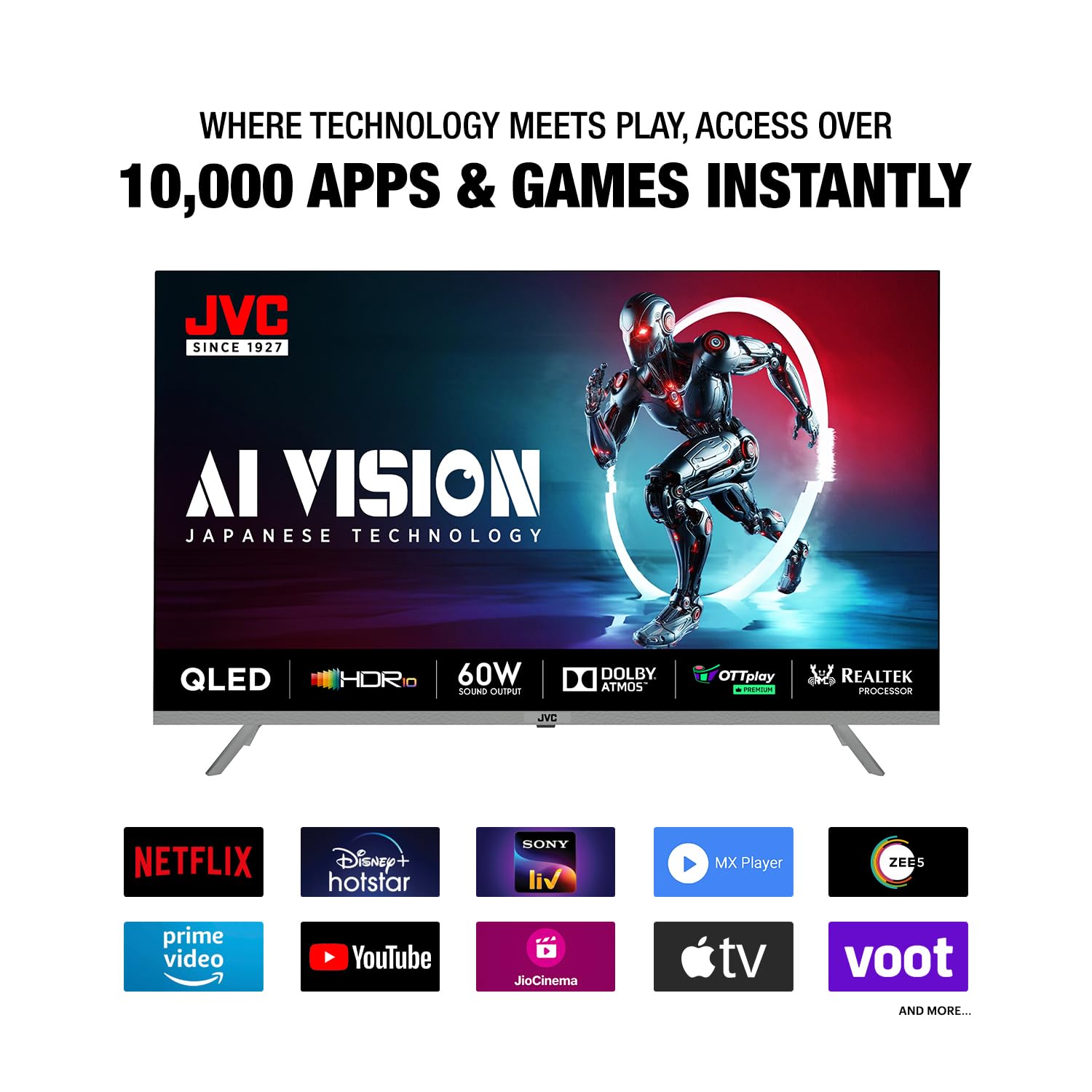 JVC 43 Inch QLED Google TV LT-43NQ7165C Titanium Grey Smart AI Vision - Image 4