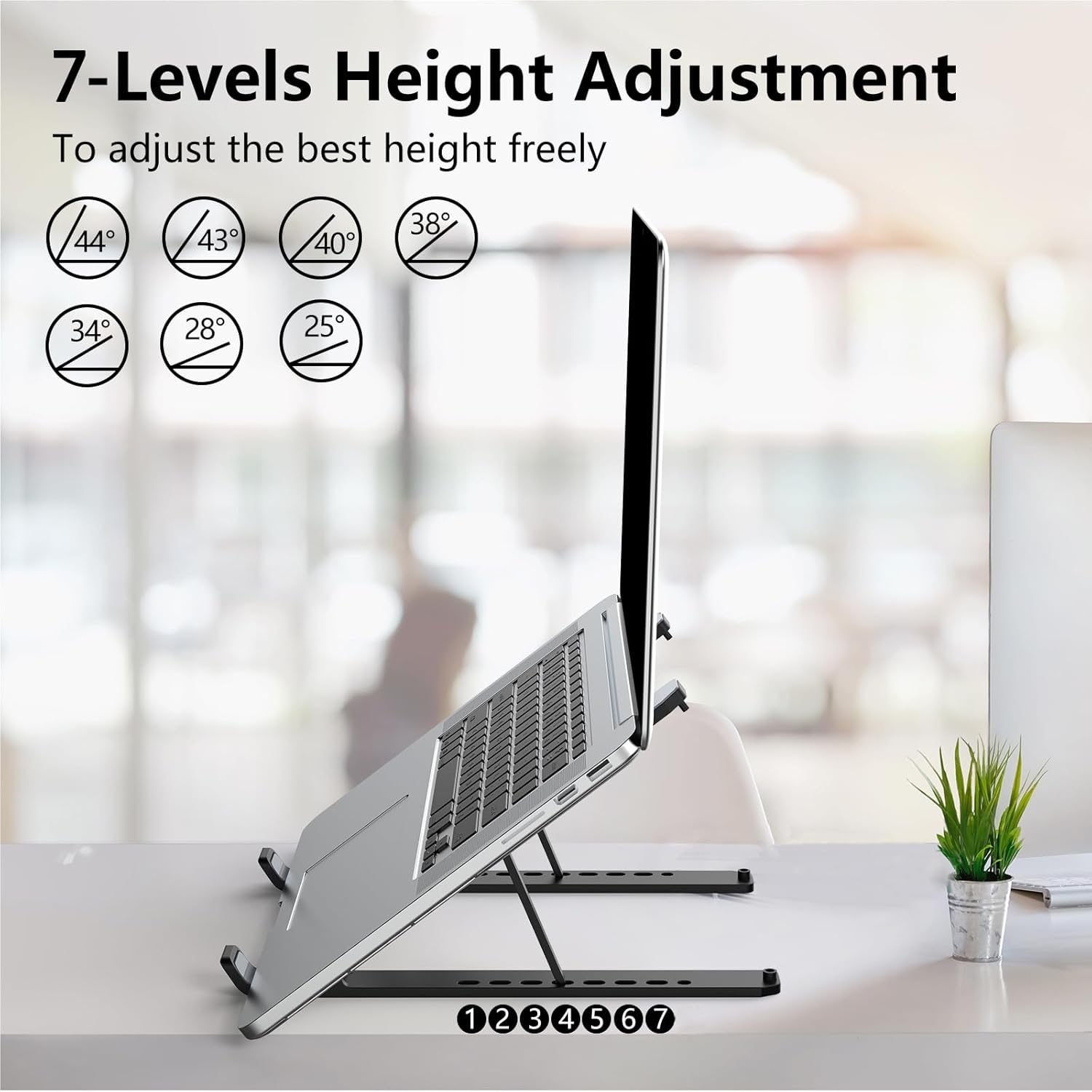 Adjustable Foldable Laptop Stand Black 10-15.6 Inch ABS+Silicone Portable Cooling Mount - Image 3