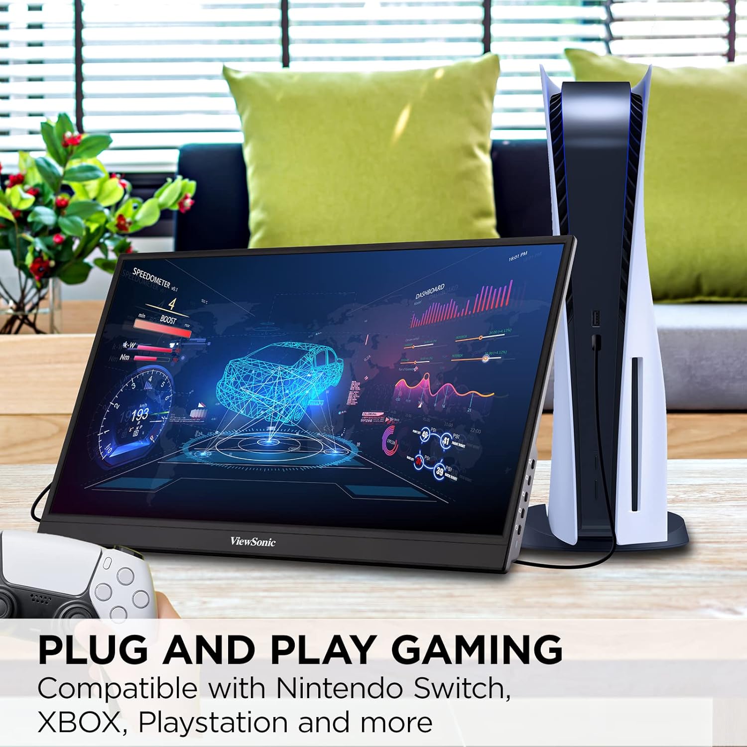 ViewSonic VX1755 17 Inch 1080p Portable IPS Gaming Monitor 144Hz AMD FreeSync Premium 60W USB C - Image 3