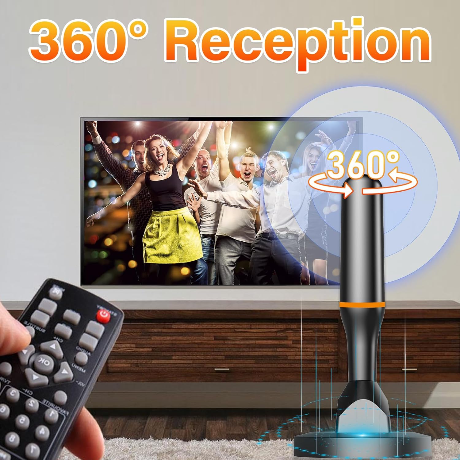 Smart TV Indoor Digital Antenna 50 Mile Range with Magnetic Base for 4K 1080P Local Channels - Image 5