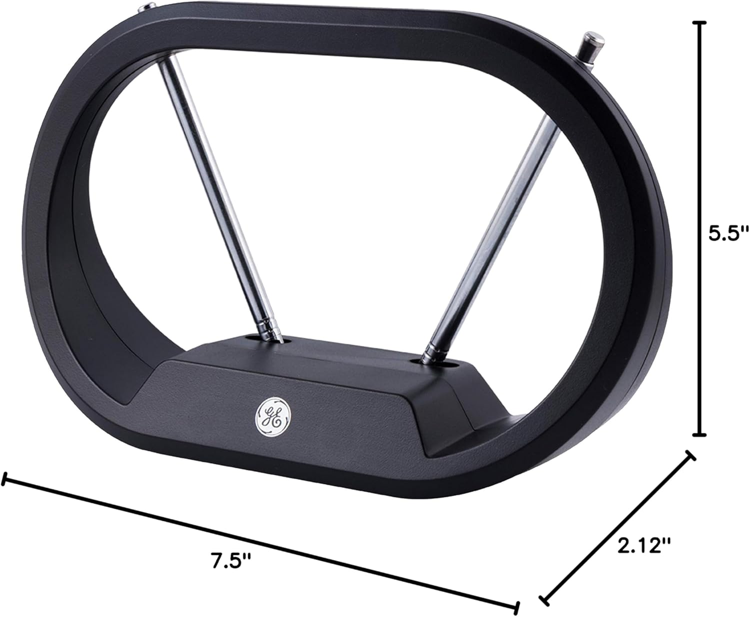 GE Modern Loop Indoor Rabbit Ears TV Antenna Black 15 Inch Extendable 4K 1080P - Image 10