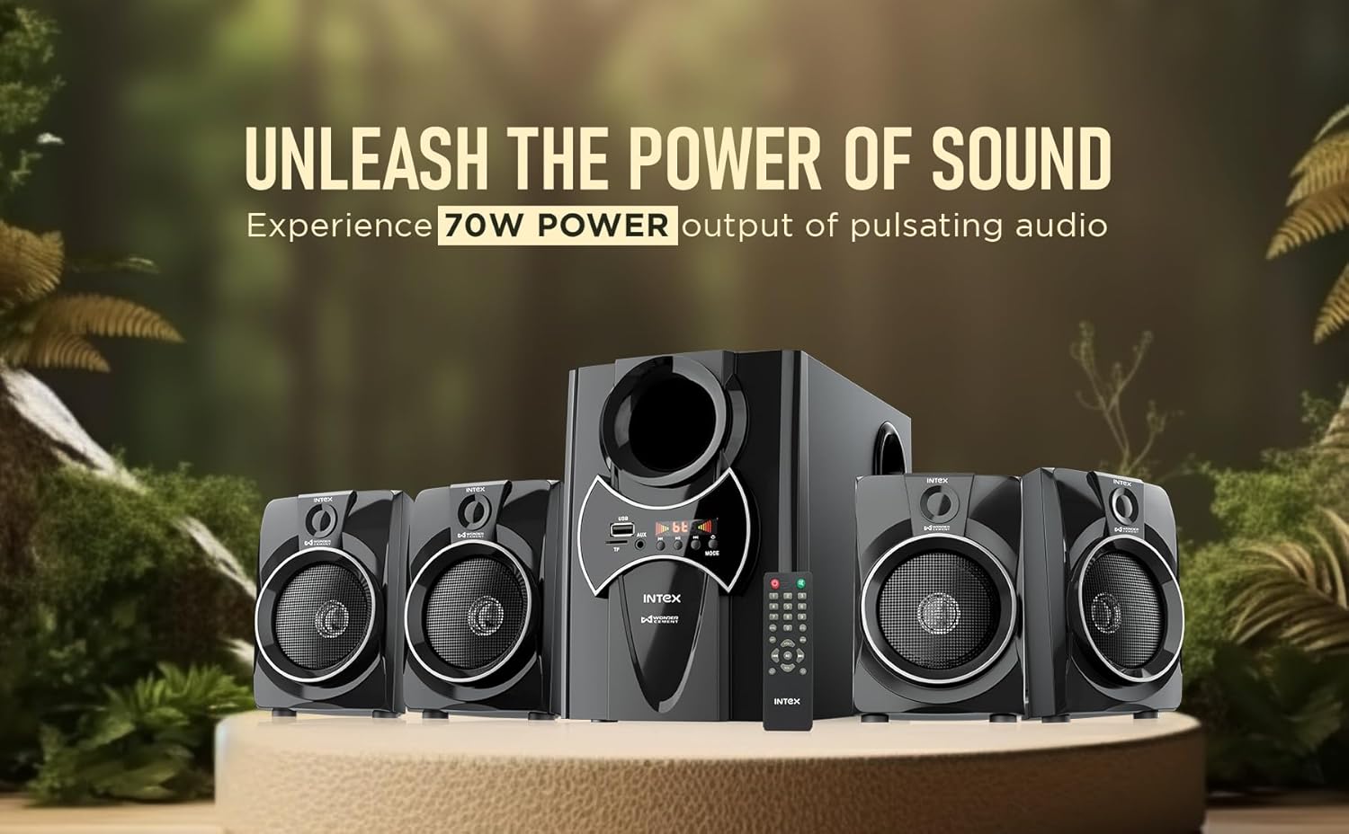 Intex 2650 4.1 Channel 70W Bluetooth Home Theater System with Subwoofer Black - Image 2