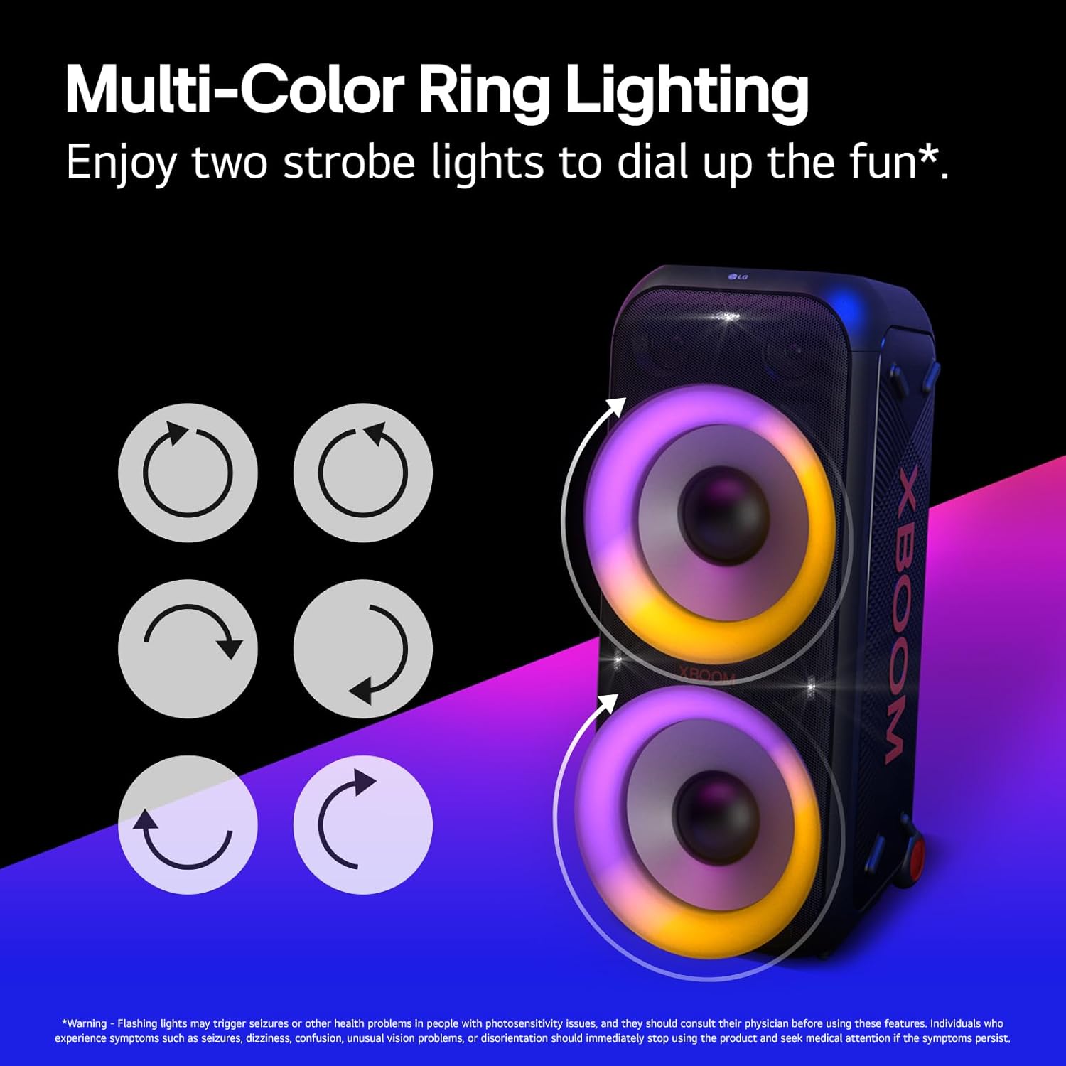 LG XBOOM XL9T Portable Bluetooth Party Speaker with Dynamic Pixel LED Lighting 100W - Image 5