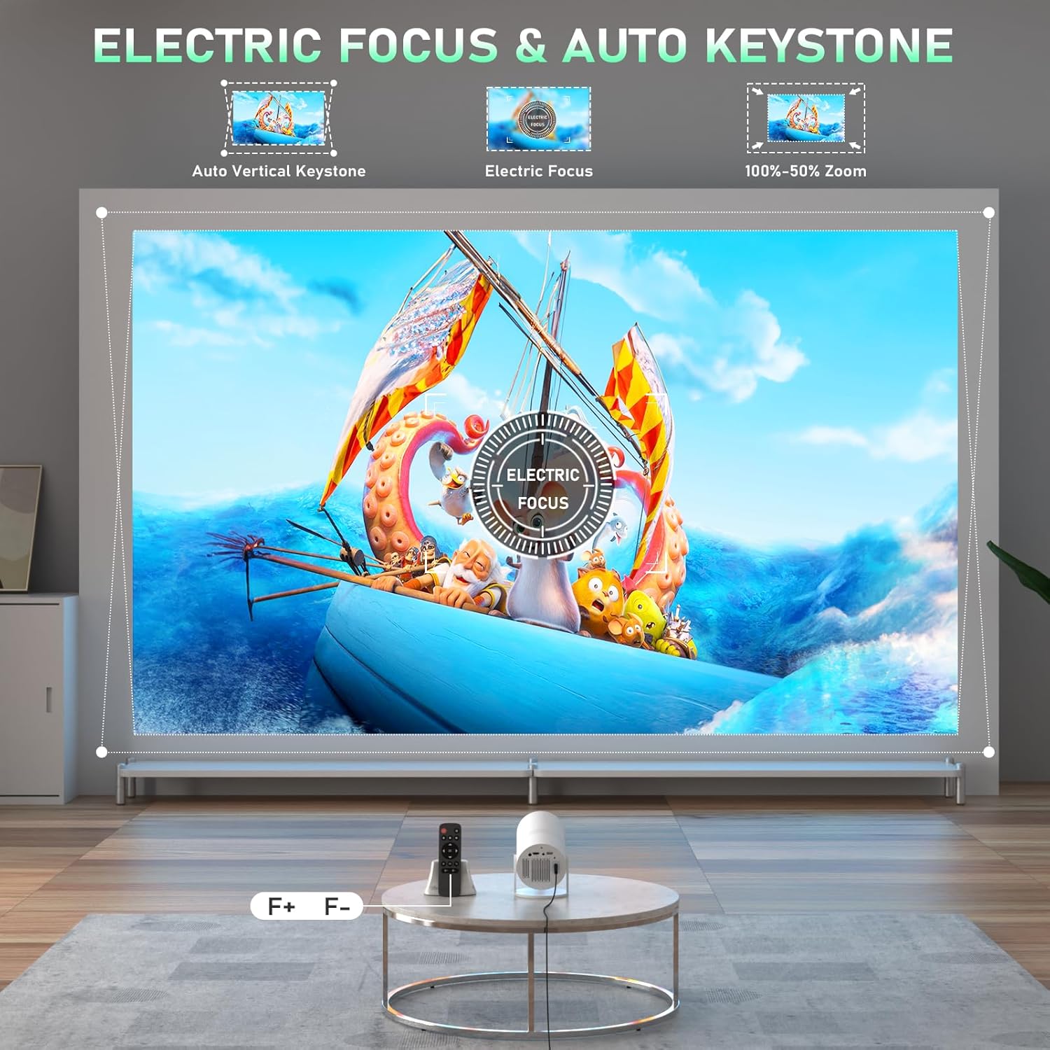 XuanPad Portable Full HD 1080P Projector with WiFi Bluetooth, 210° Stand, Auto Keystone, Dust Removal, Heat Dissipation - Image 5