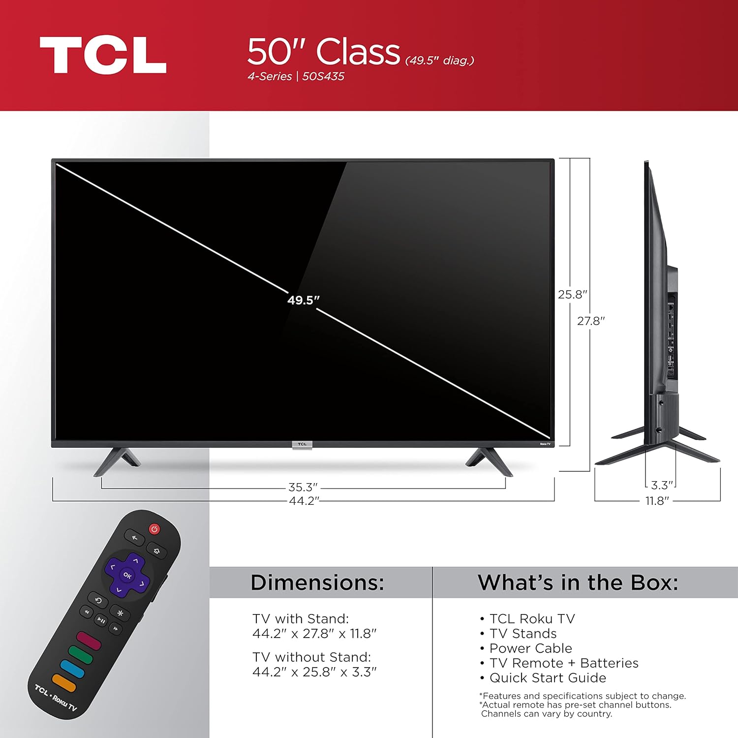 TCL 50-inch 4-Series 4K UHD Smart Roku LED TV 50S435 2021 Model - Image 2