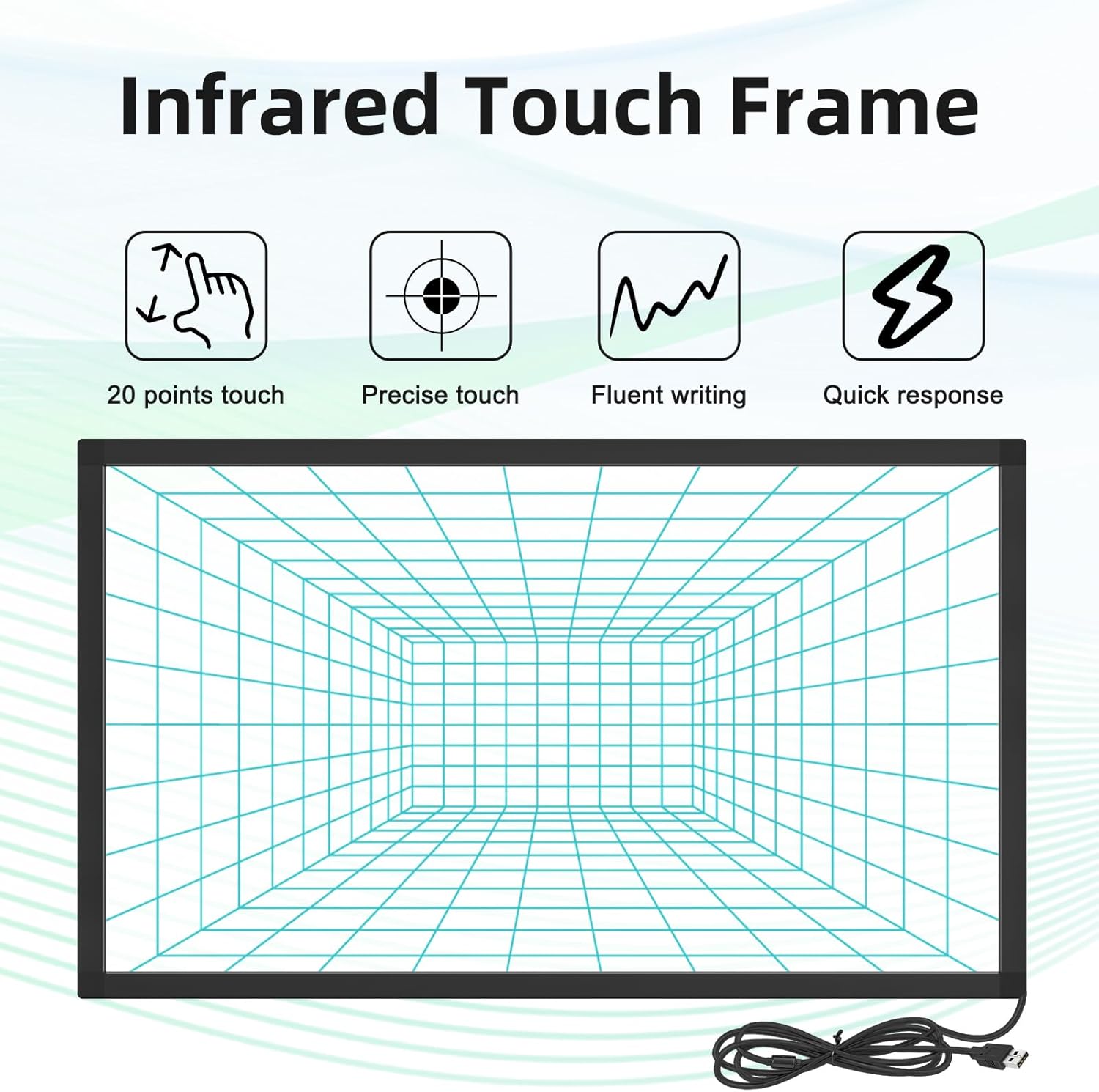 32 Inch 20 Point Infrared Interactive Touch Screen Overlay Frame for Monitors TVs Whiteboards White - Image 5