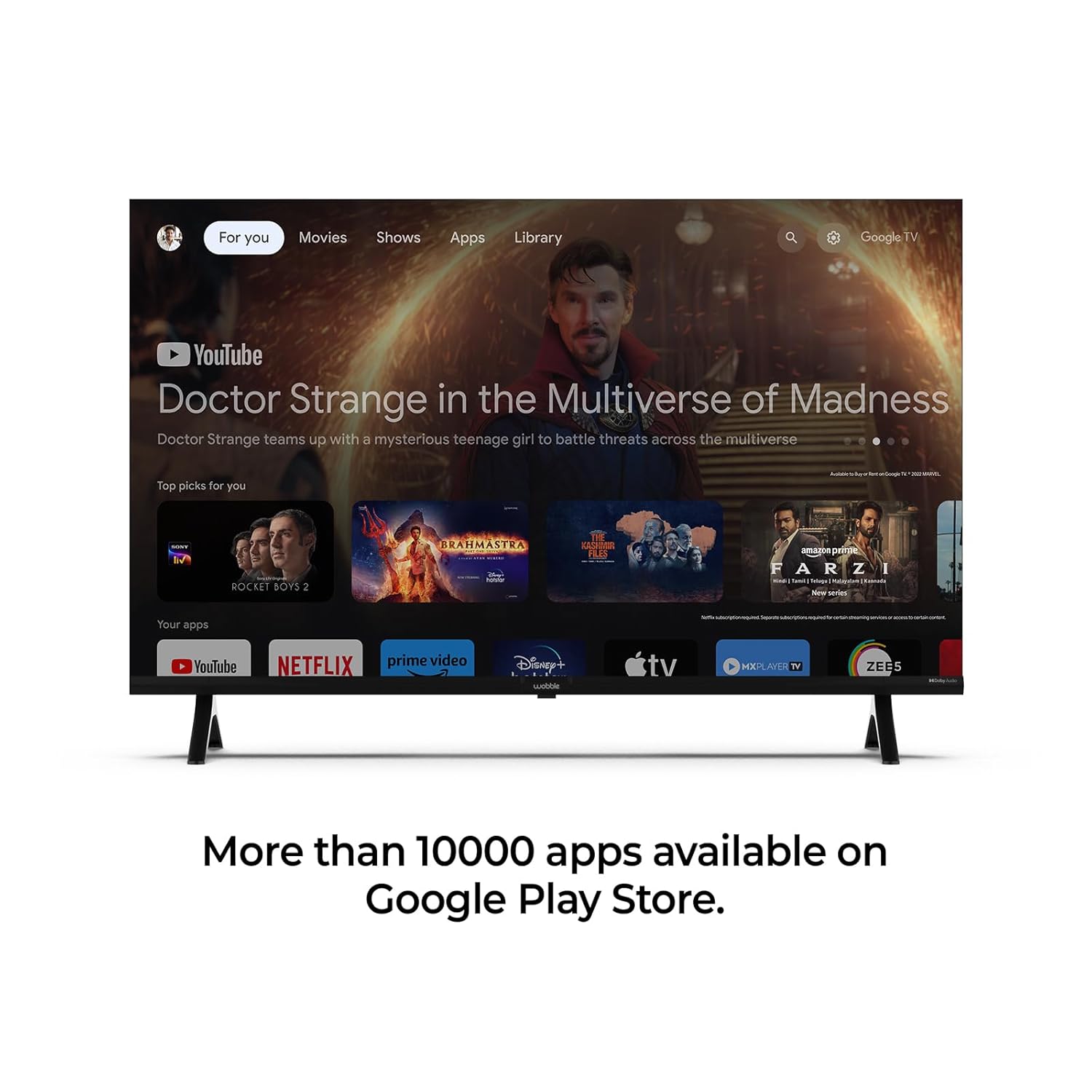 Wobble 50 Inch 4K Ultra HD Smart LED Google TV WB50GTAW9602UDFL Black - Image 3