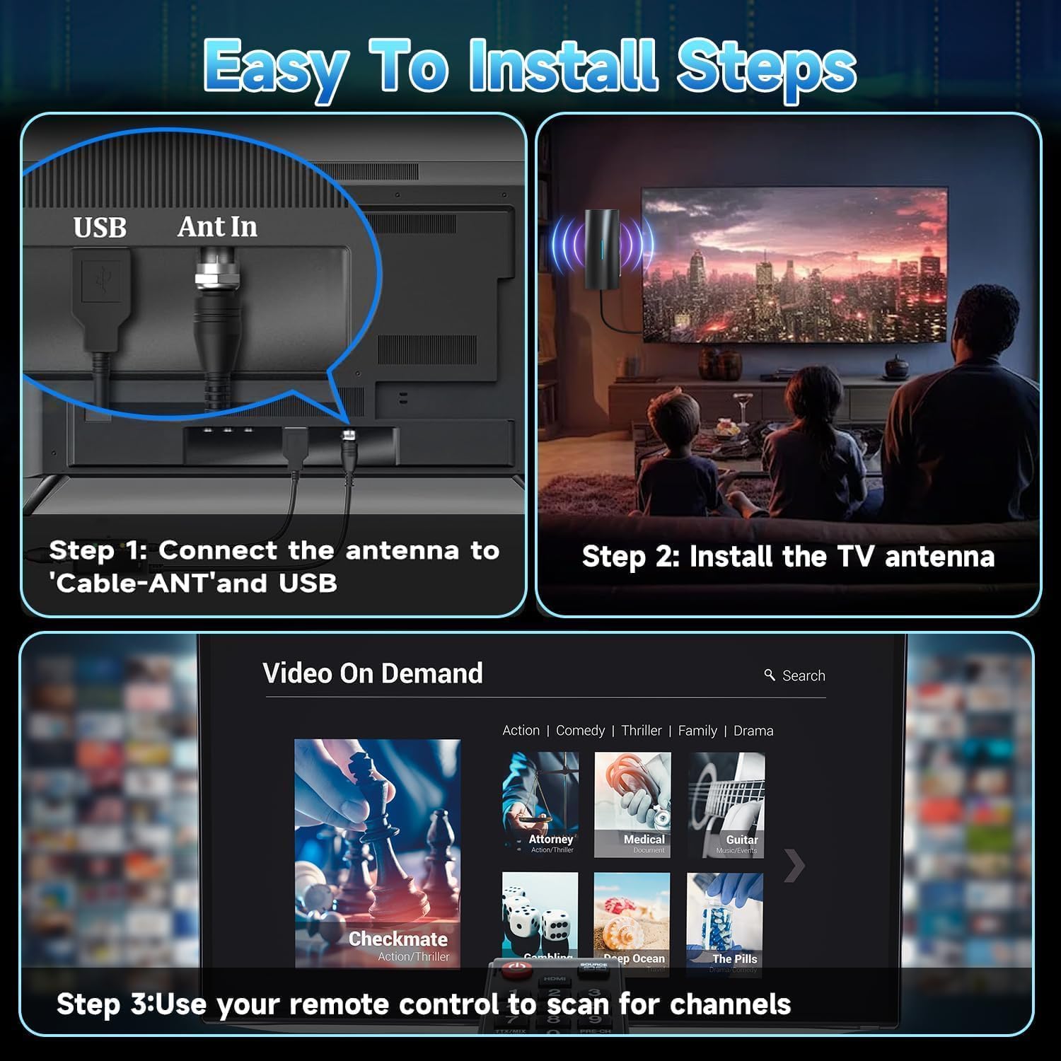 Ultra-Strong Smart TV Indoor Outdoor Digital Antenna with Amplifier, 38ft Cable, 8K/4K HD Local Channels - Image 7
