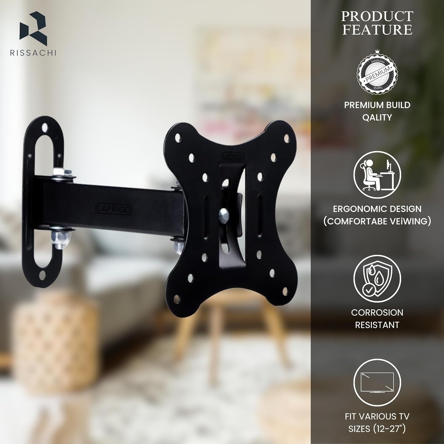 RISSACHI® 12-27 Inch Universal Swivel Tilt Wall Mount for LED LCD TVs - Image 2