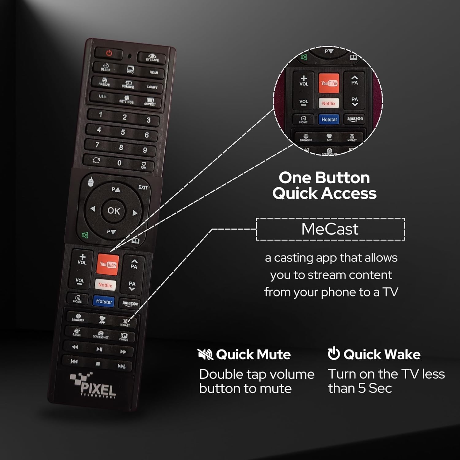PIXEL TECHNOLOGY 43-inch Smart Android BTR TV 2HDMI 2USB Black - Image 4