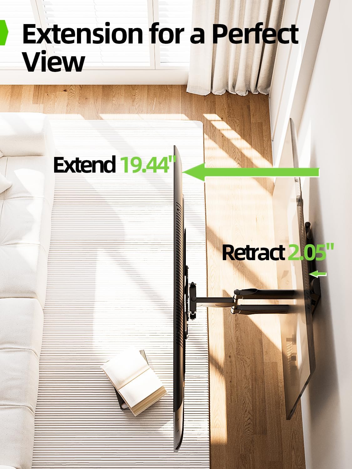USX MOUNT UL Listed Swivel Tilt Rotating TV Wall Mount for 26-60 Inch TVs Single Stud 77 lbs Max - Image 5