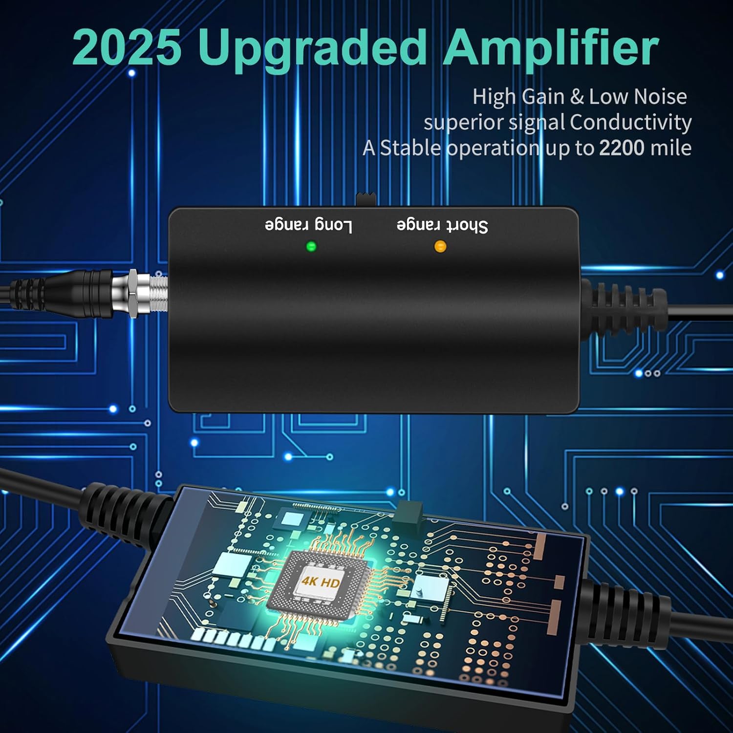 2025 Strongest 2200 Mile Range Indoor Outdoor Smart TV Antenna with Amplifier and 38ft Cable - Image 2