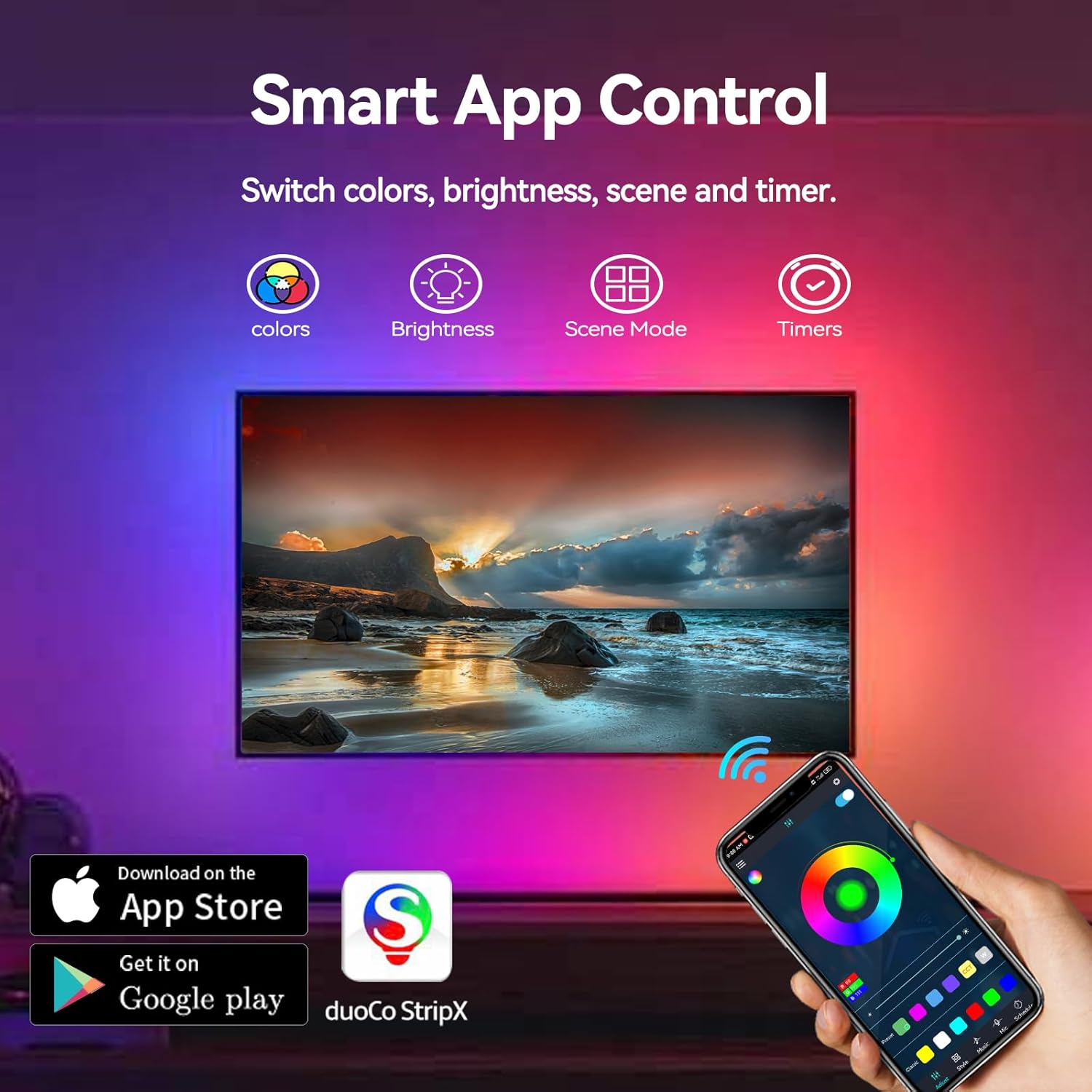 Smart RGBIC LED TV Backlight Kit 16.4ft for 55-70 Inch TVs with App Control - Image 3
