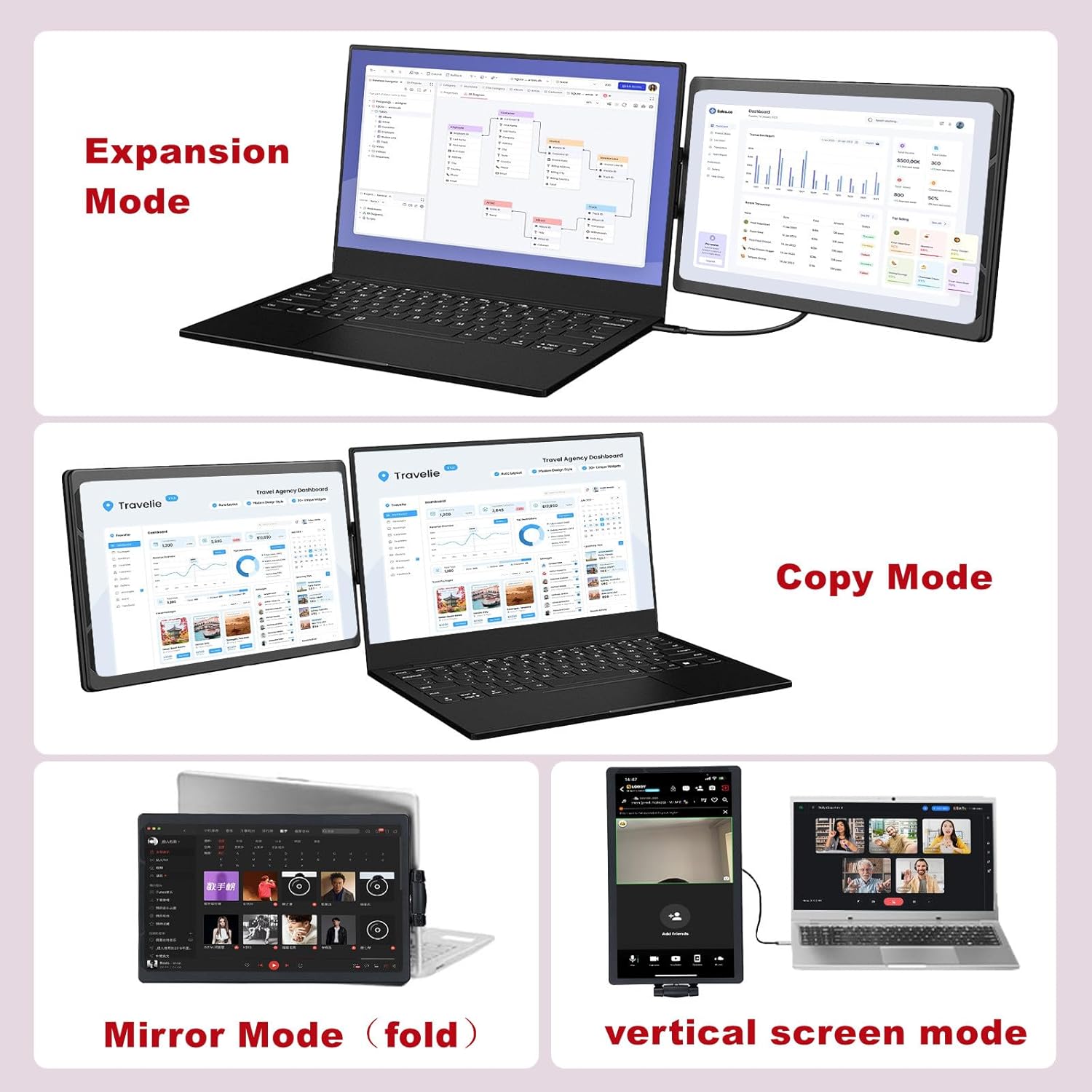 Naievear 14.1 inch FHD 1920x1080 Portable External Monitor Second Screen for Laptops and Smartphones - Image 3