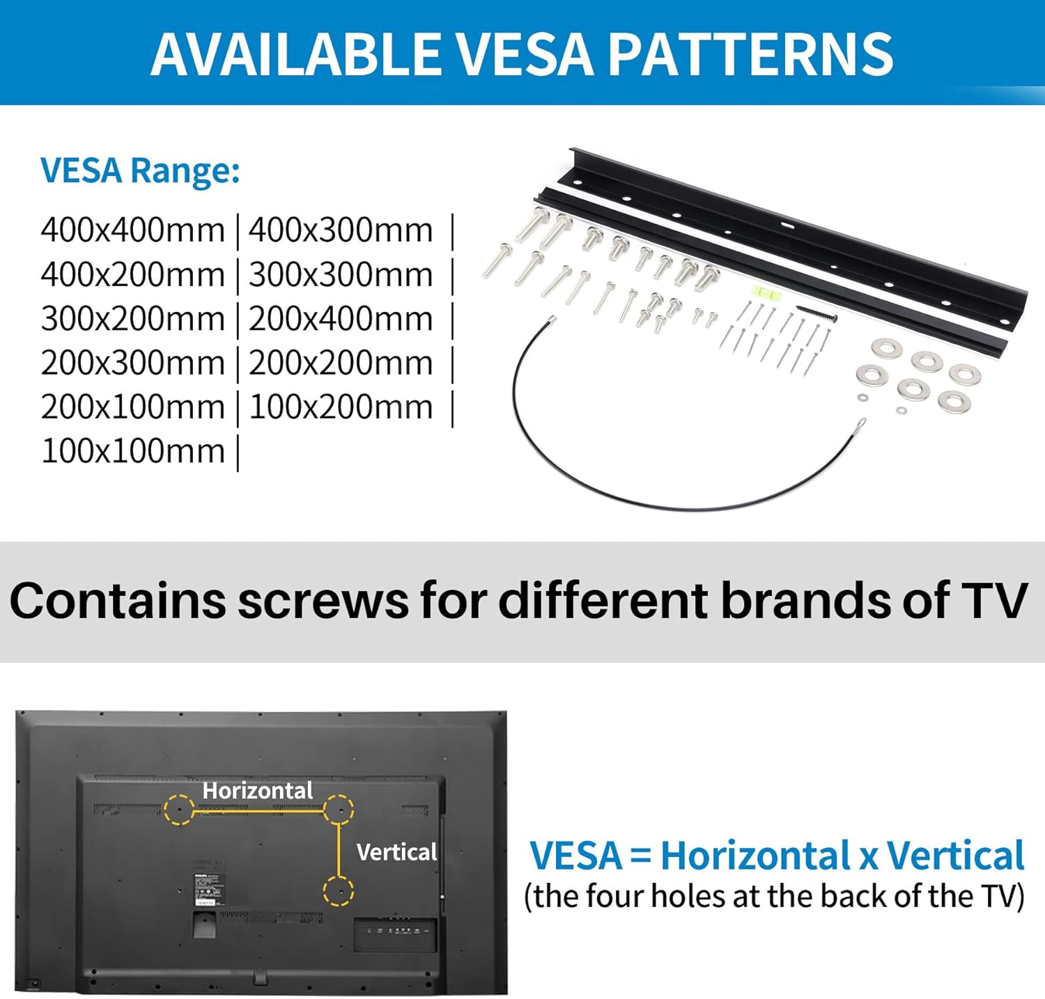 Heavy Duty Studless TV Wall Mount 13-55 Inch, 100 lbs Capacity, Upgraded Bubble Level - Image 3