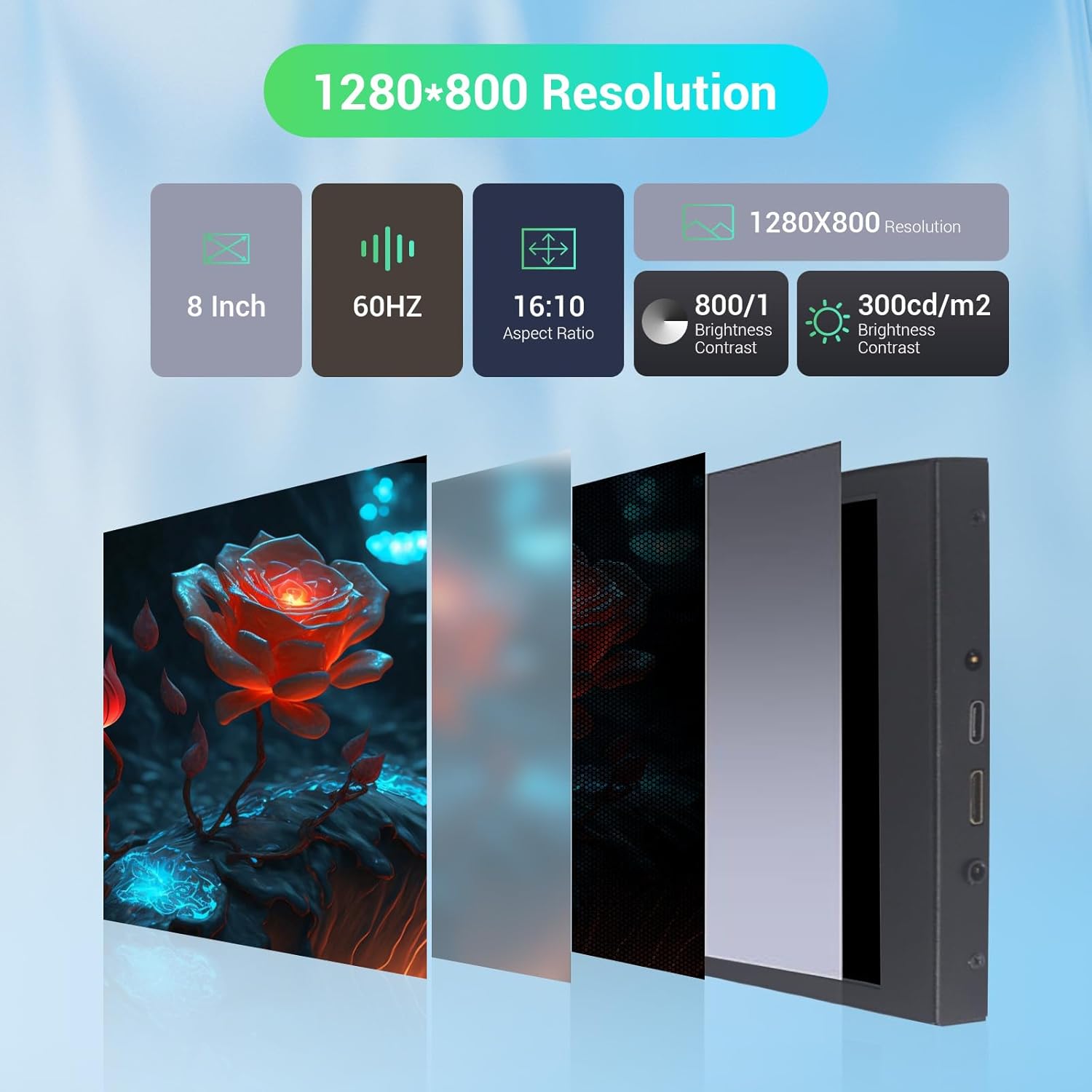 VIEWMEI 8 Inch Mini LCD Monitor 1280x800 Portable HDMI Screen for PC Laptops Raspberry Pi Game Consoles - Image 3
