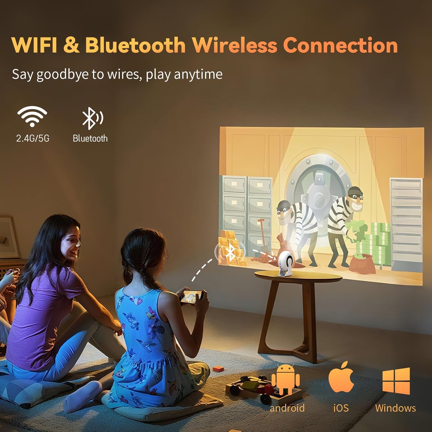 SkyLoop 200 Portable Mini Projector WiFi 6 Bluetooth 5.4 1080P Full HD Smart Home Cinema - Image 4