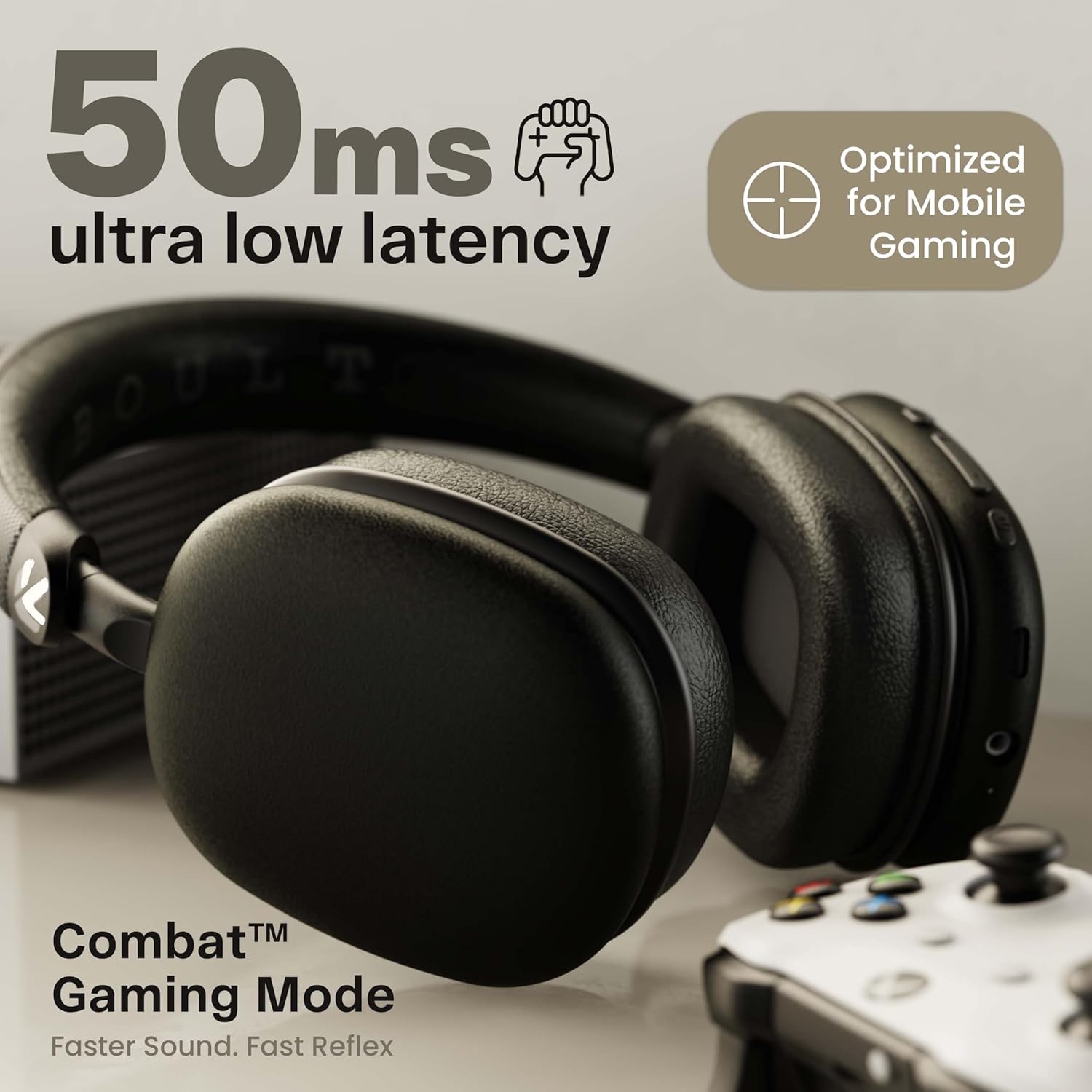 Boult Fluid X Black Bluetooth Wireless Headphones 60H Playtime, 40mm Bass Driver, ENC Mic, Type-C - Image 5