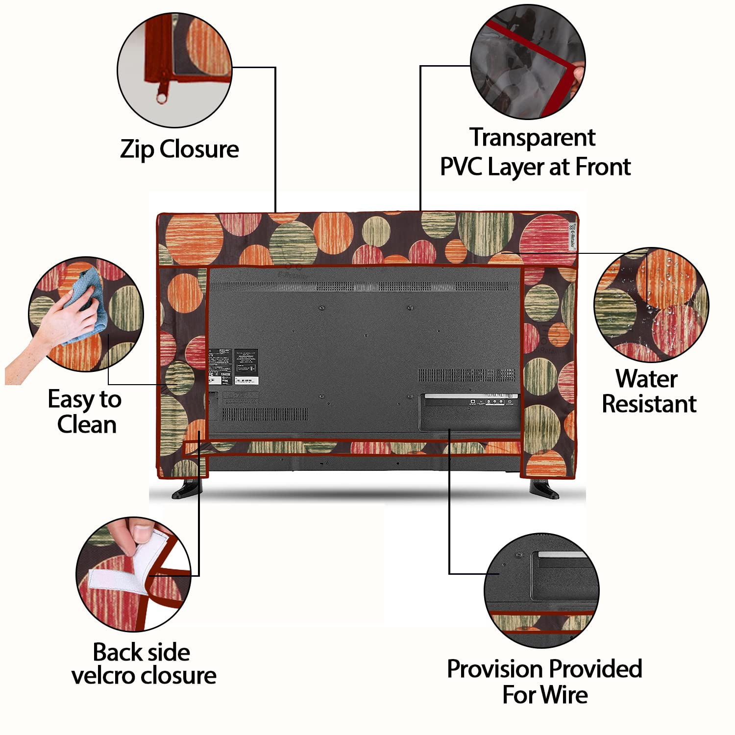 E-Retailer 42 Inch Transparent LCD/LED TV Protector Cover with Zipper, Multi-Color, 39x3x24 Inches - Image 5