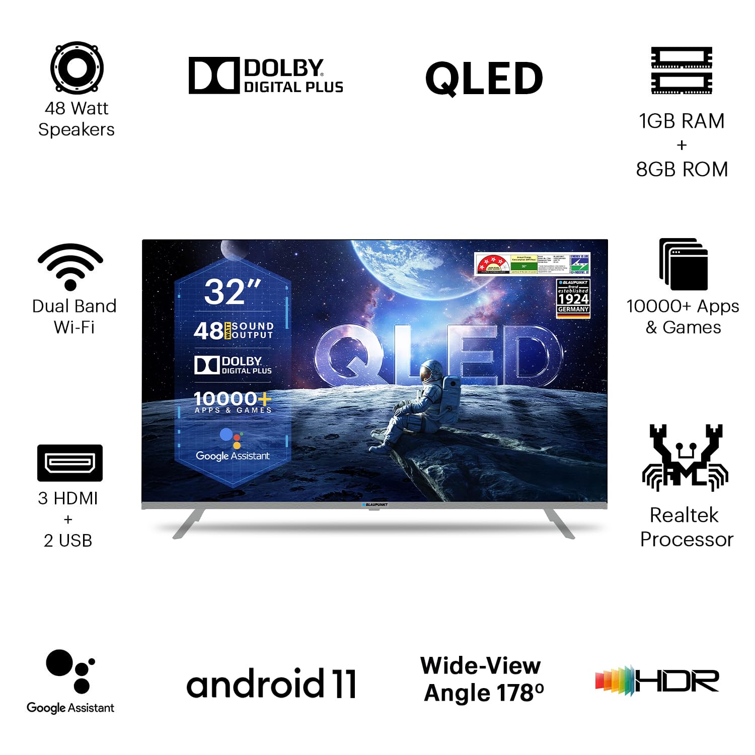 Blaupunkt 32 Inch QLED Google Android Smart TV Quantum Dot Series 32QD7080 - Image 4