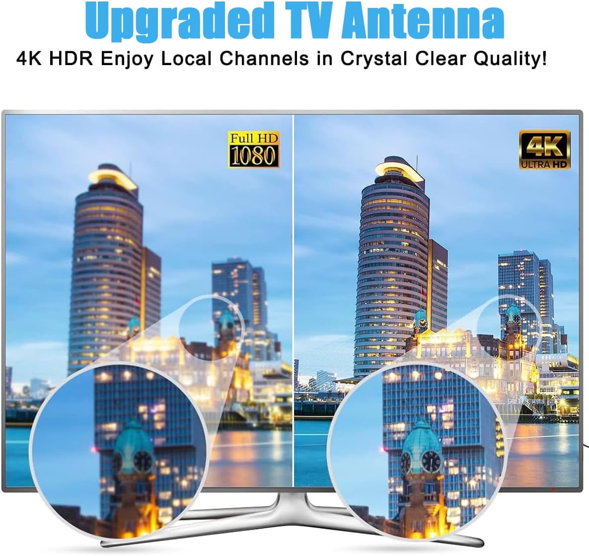 10ft Indoor Digital TV Antenna with 360° Reception, Signal Amplifier, and 4K/1080p Support - Image 7