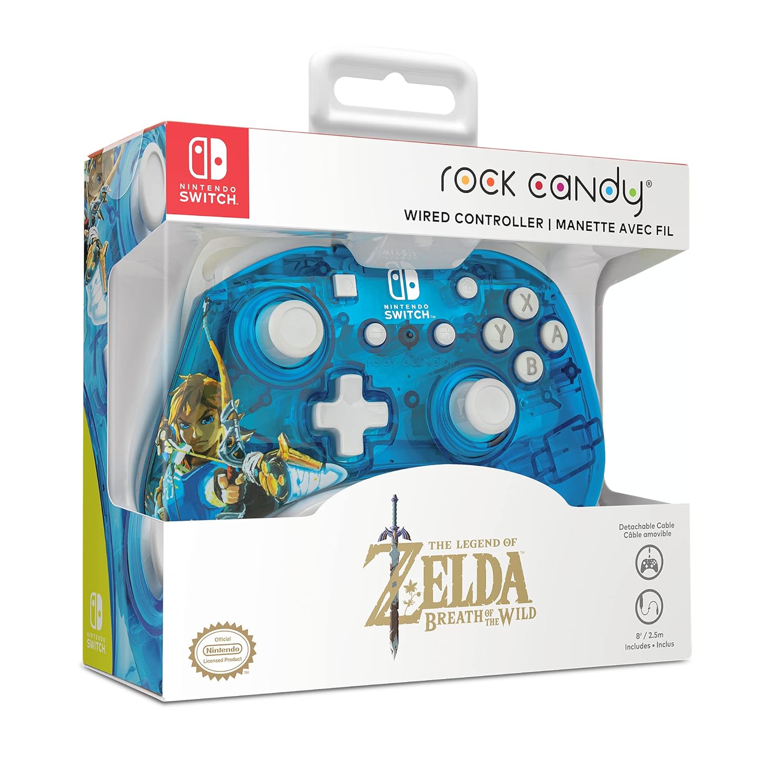 PDP Rock Candy Wired Gaming Controller for Nintendo Switch Zelda Blue See Through OLED Lite Compatible - Image 2