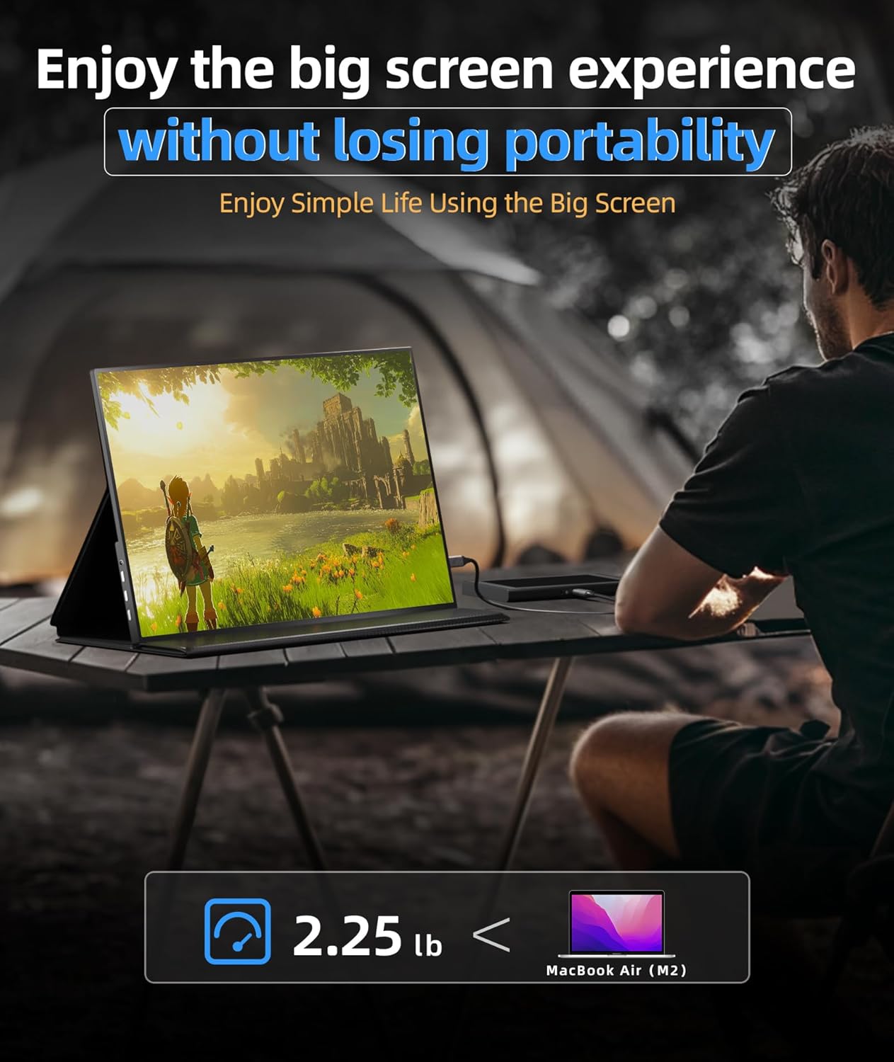 18.5 Inch FHD 1080P 100% sRGB Portable Monitor with Smart Cover and Speakers - Image 7
