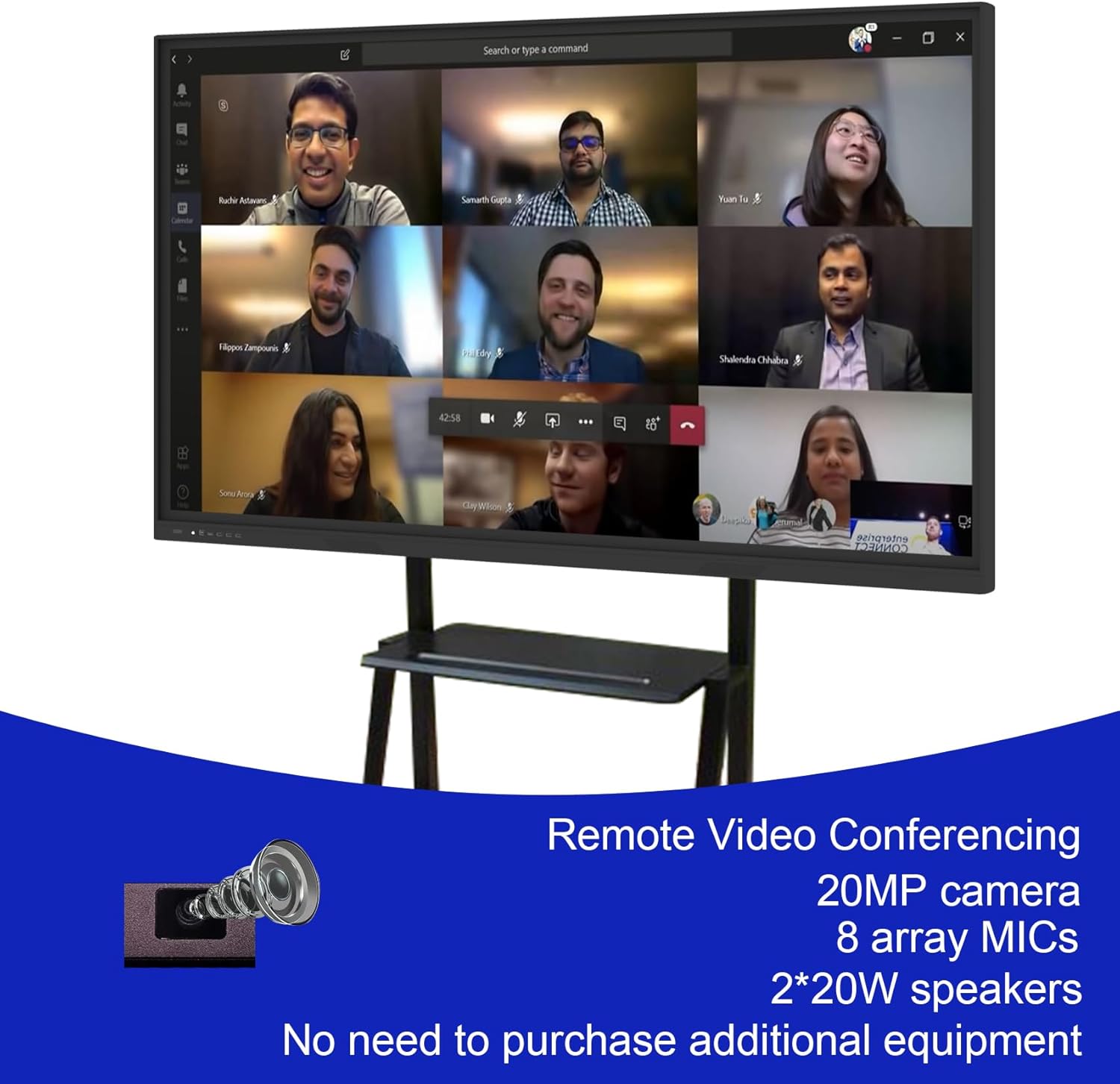 65 Inch Smart Digital Whiteboard 4K UHD Interactive Touchscreen Display All-in-One Computer with Black Stand - Image 6