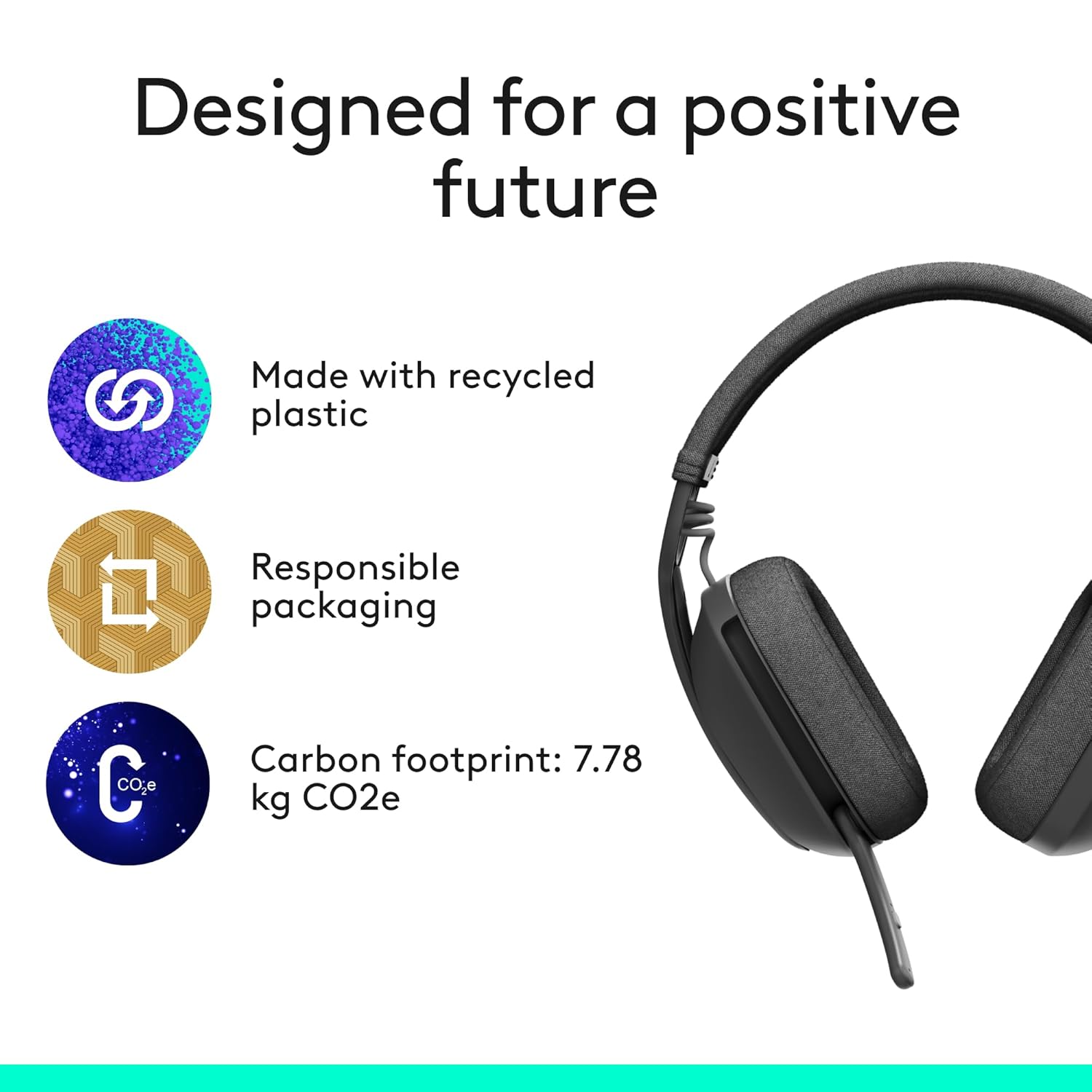 Logitech Zone Vibe 100 Lightweight Wireless Over-Ear Headphones Graphite Advanced Multipoint Bluetooth - Image 9