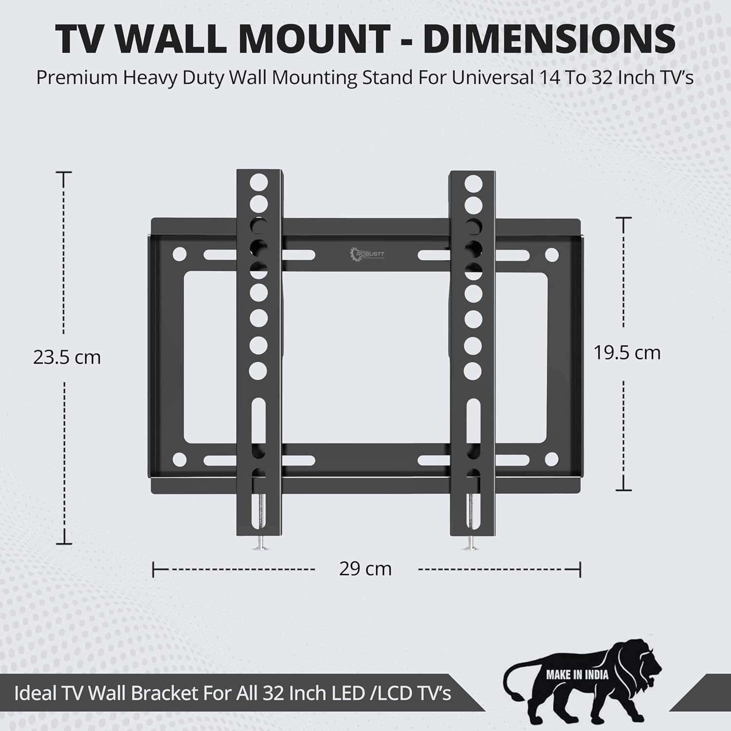 Heavy Duty Fixed TV Wall Mount Bracket for 14-42 Inch LED/HD/Smart TVs, Universal Stand, Pack of 1 - Image 2