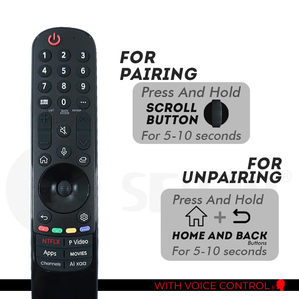7SEVEN® MR23GN Replacement Remote for LG Smart Android 4K TVs 32-75 Inch - Image 2