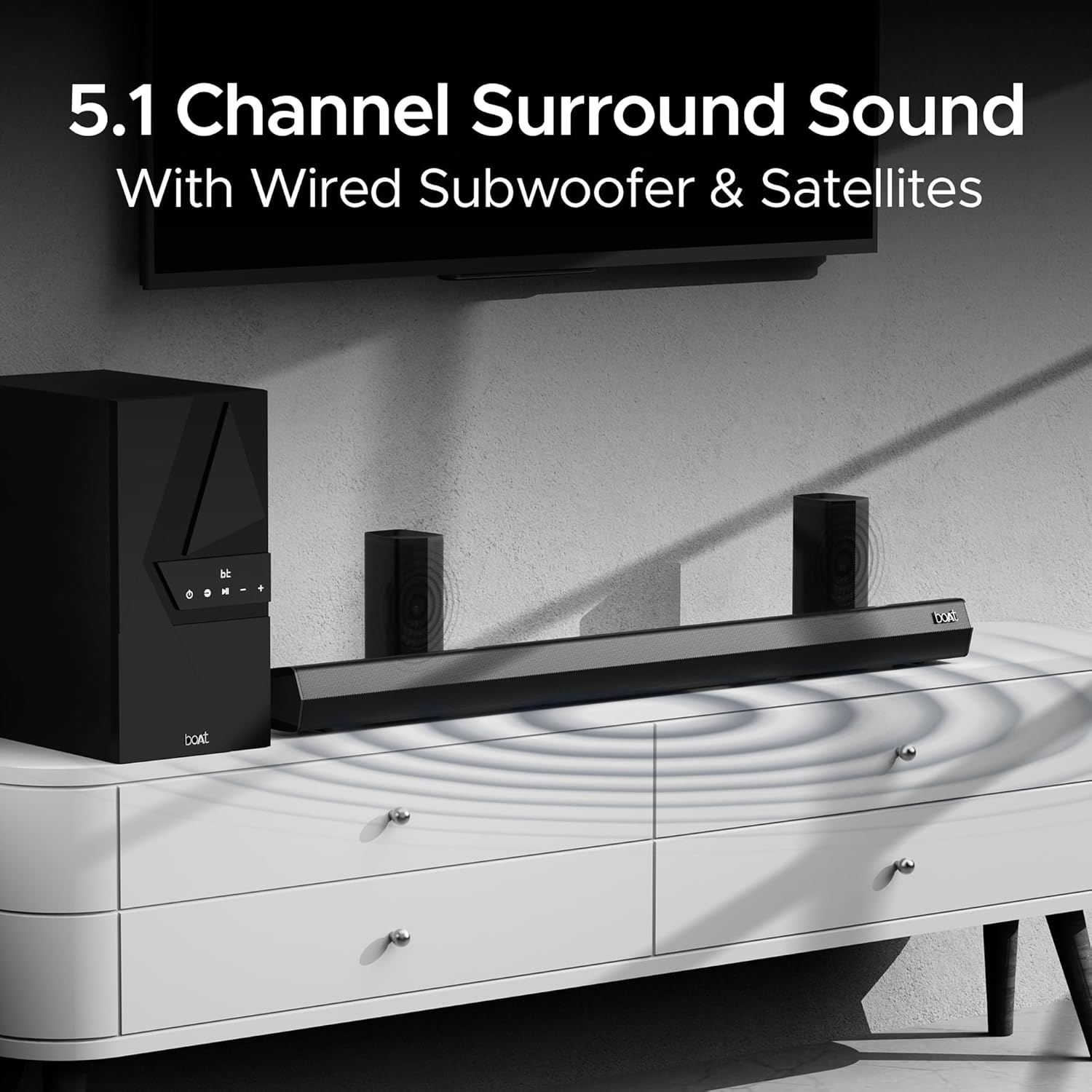 boAt Aavante Bar 3600/3500 500W 5.1CH Bluetooth Soundbar Premium Black Wall Mountable - Image 3