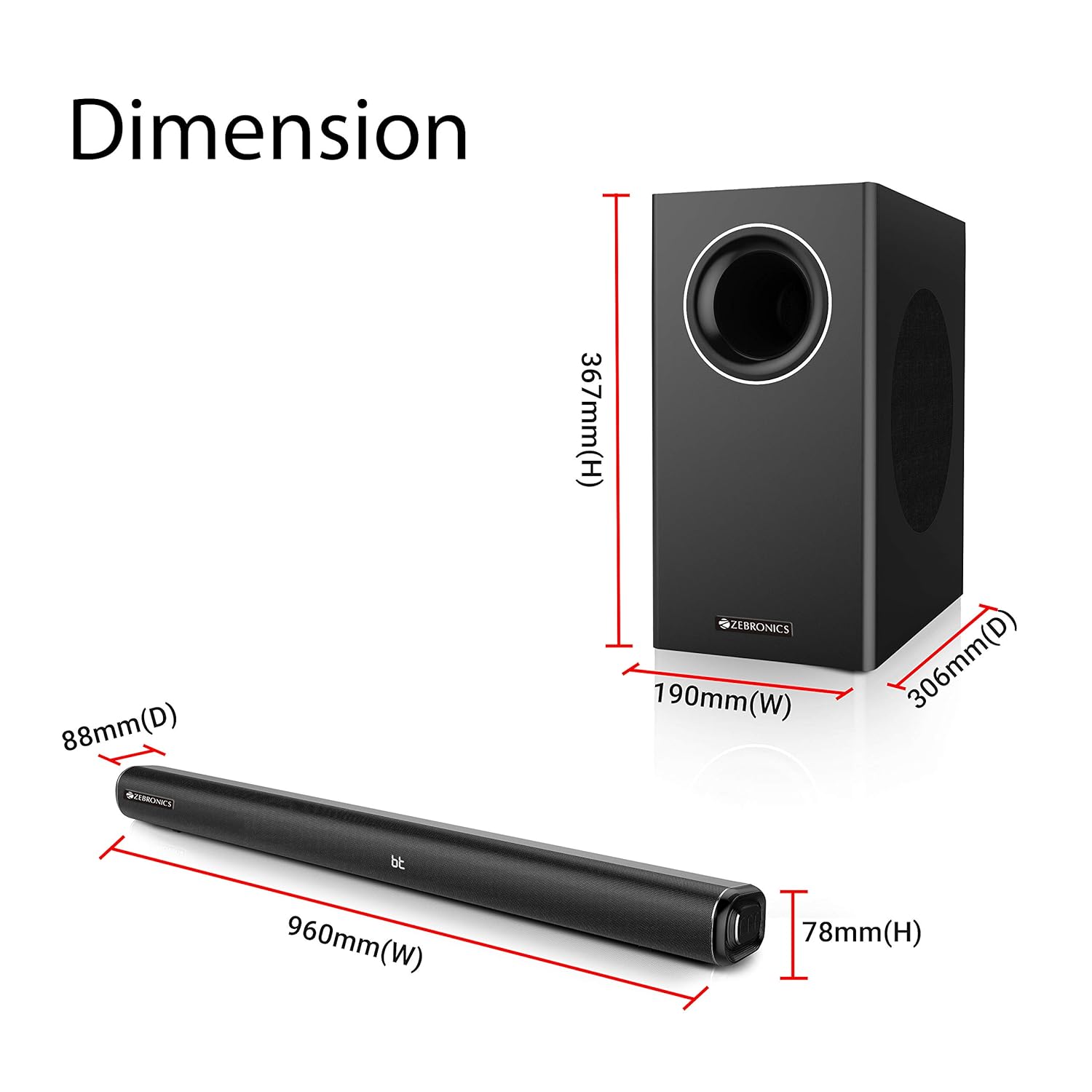 Zebronics ZEB-JUKE BAR 6000 DWS PRO 160W 2.1 Channel Bluetooth Home Theater Soundbar with Wireless Subwoofer and Wall Mount - Image 3
