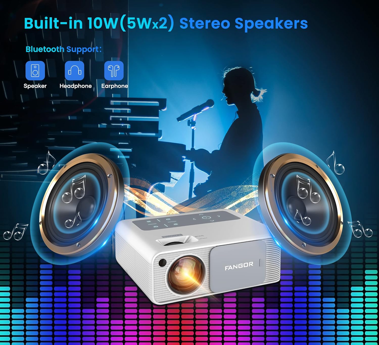 FANGOR 4K Supported 900 ANSI Lumens 1080P Native HD Outdoor Home Video Projector 5G WiFi Bluetooth - Image 8