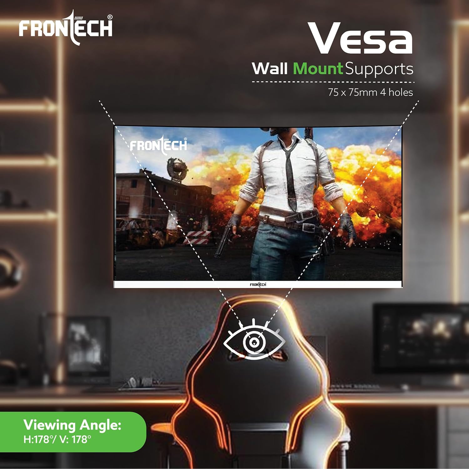 FRONTECH 22-inch Full HD 1080p LED Monitor with 100Hz Refresh Rate Slim Stylish White - Image 4