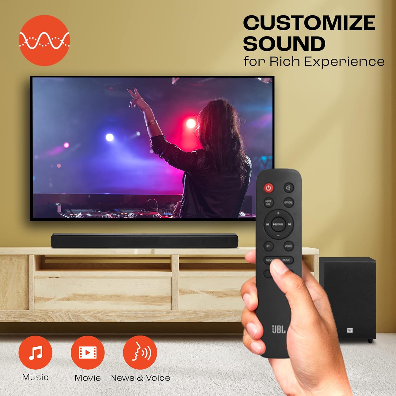JBL Cinema SB271 220W 2.1 Channel Soundbar with Wireless Subwoofer and Remote - Image 5