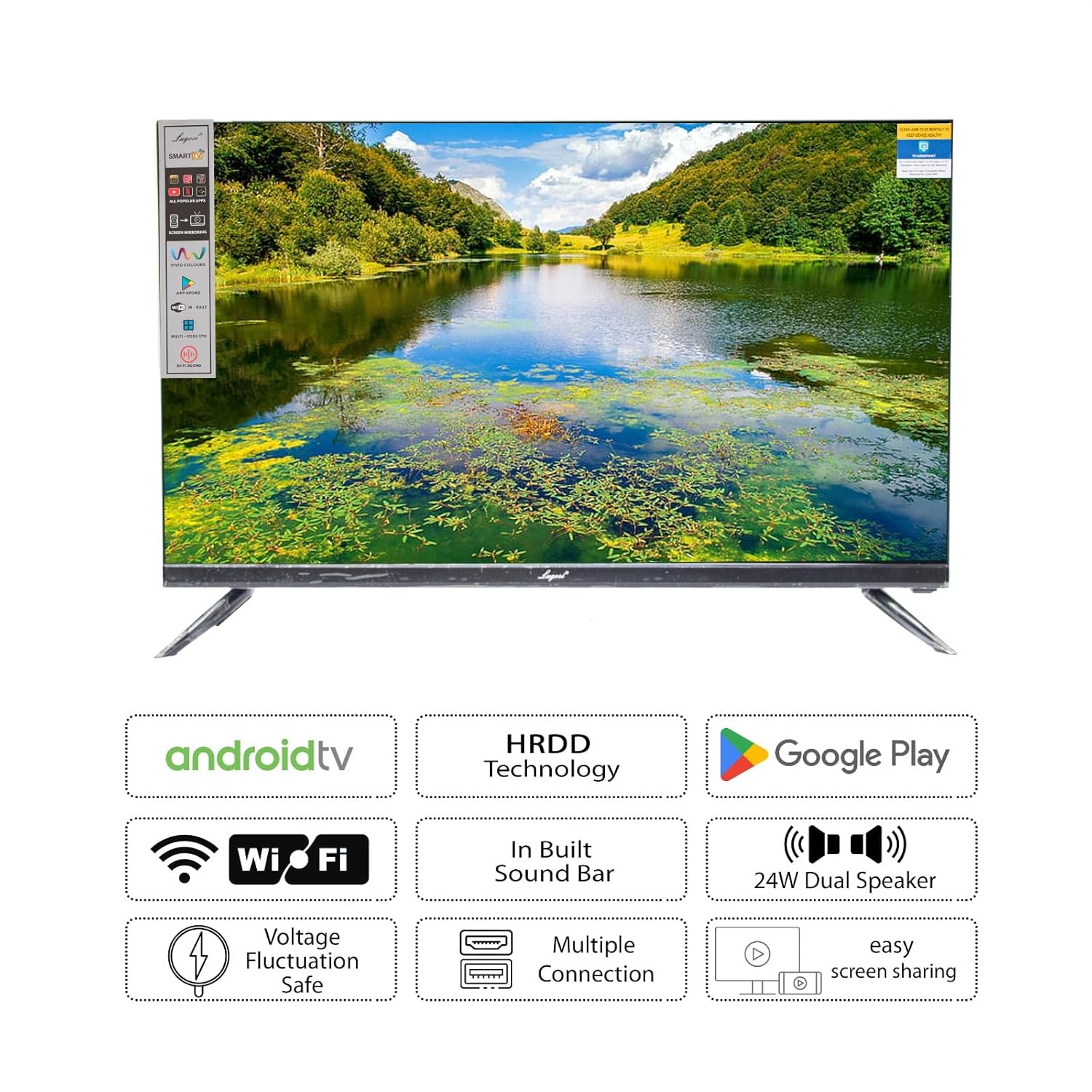 LUGOSI LU43S 43-inch Black Full HD 1920 x 1080 Smart LED TV - Image 2