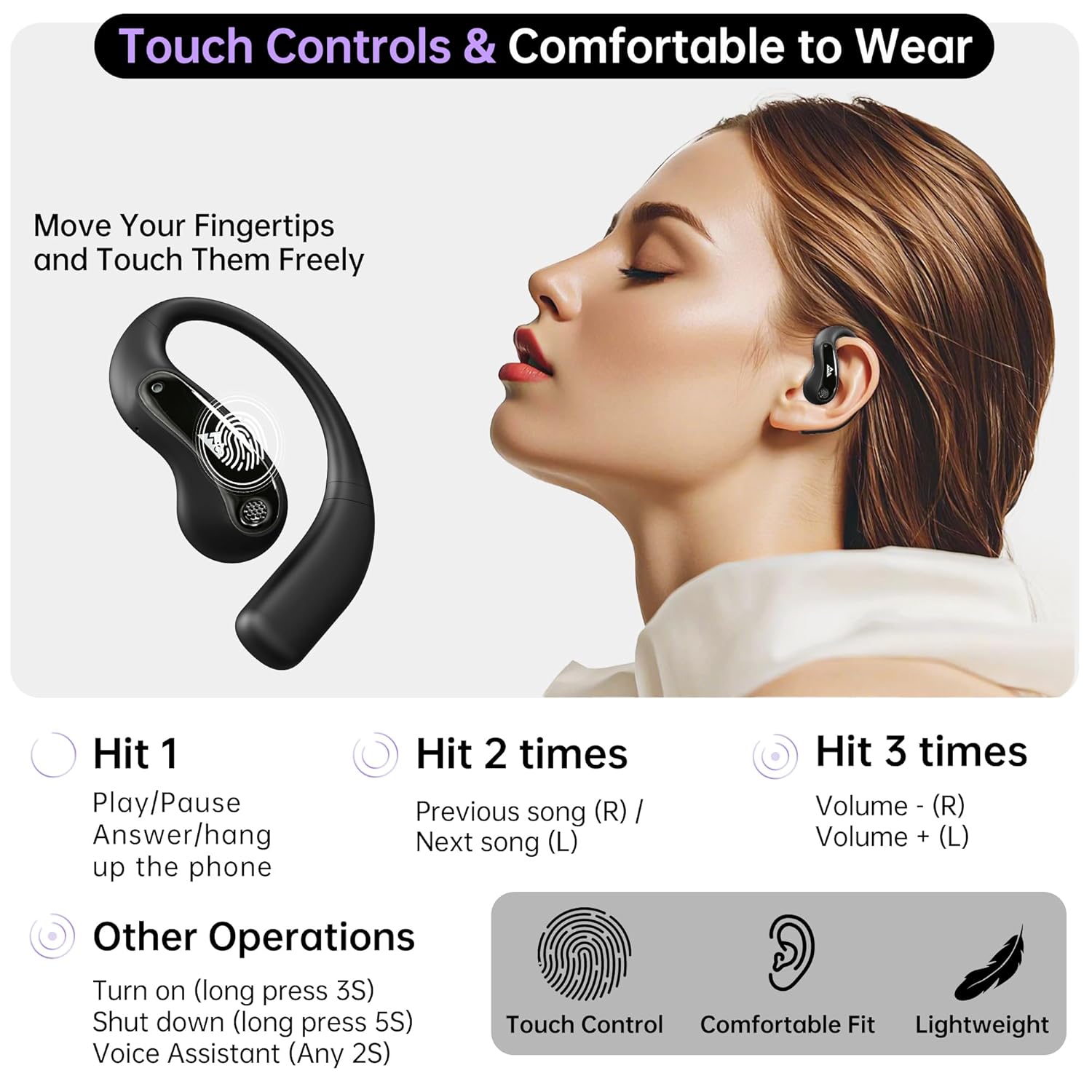 WeCool Moonwalk M1 Pro Open Earbuds 60H Playtime Bluetooth 5.4 Wireless with LED Display IP55 - Image 4