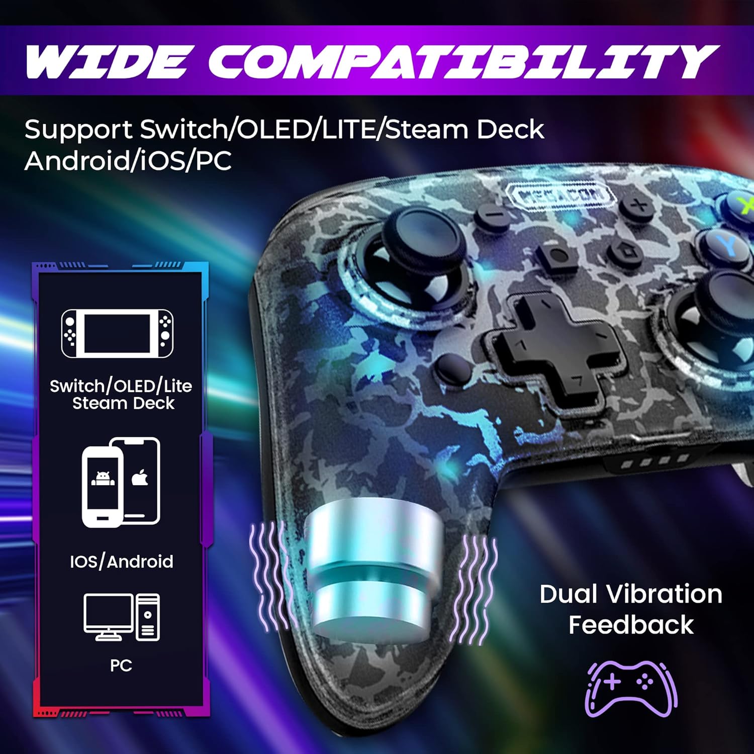 Megacom Pro Wireless Bluetooth Gamepad Controller for Switch, PC, Steam Deck - 13 Word Title - Image 2