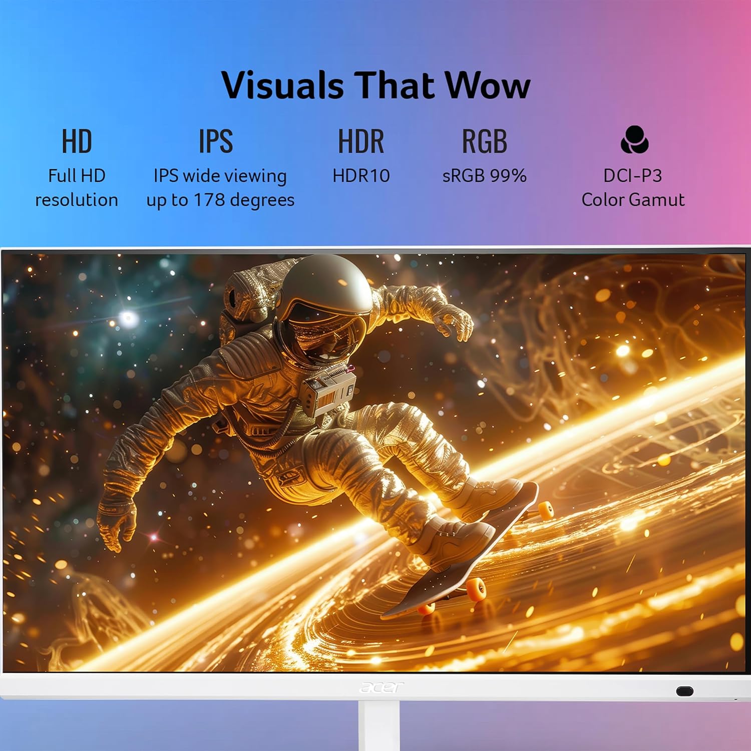 Acer 27 Inch Smart Full HD IPS LED Monitor with WebOS, HDR10, Ergo Stand - Image 5