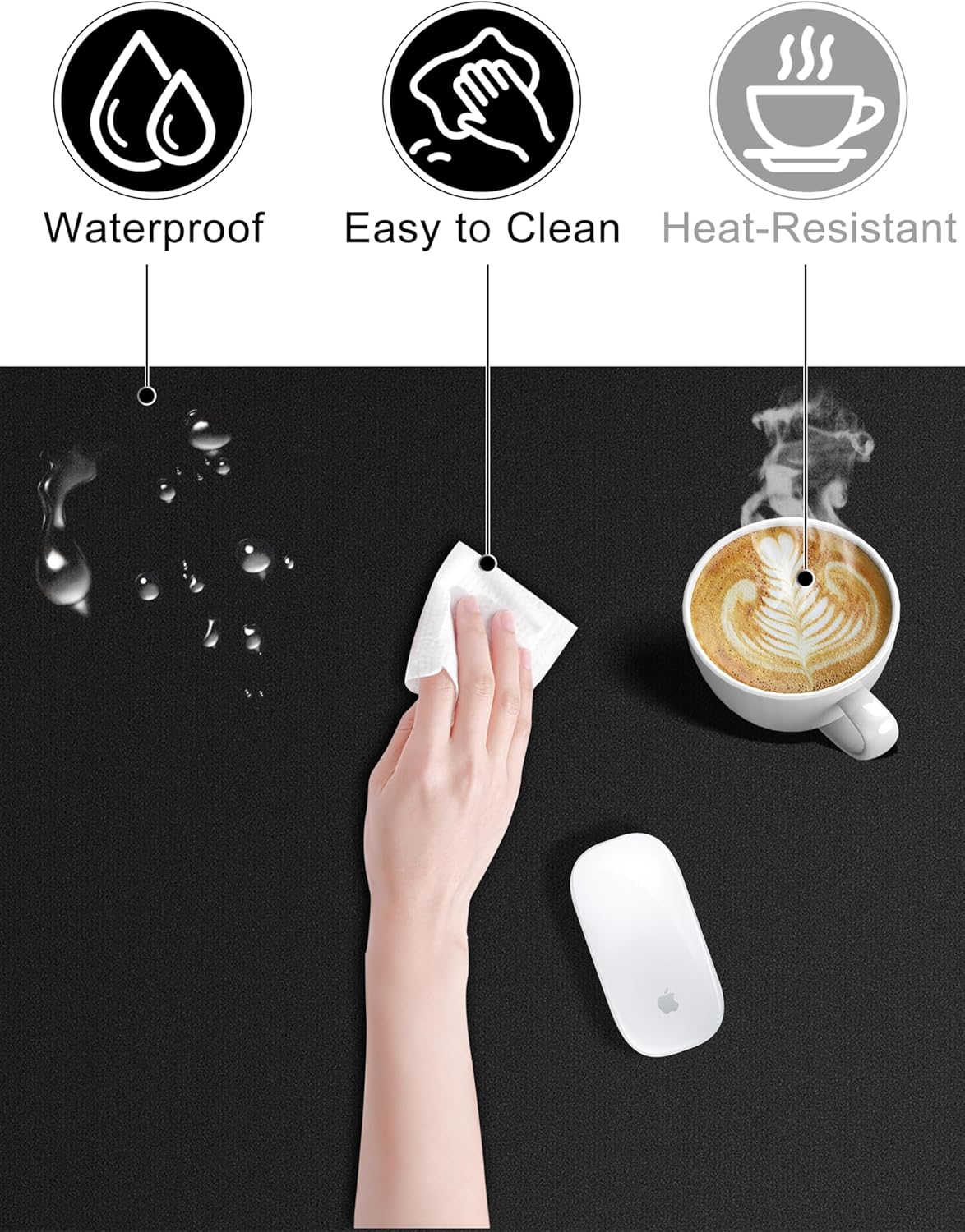 TopMade XXL Large 31.5"x15.75" Wireless Charging Mouse Pad Waterproof Gaming Desk Mat Black - Image 6